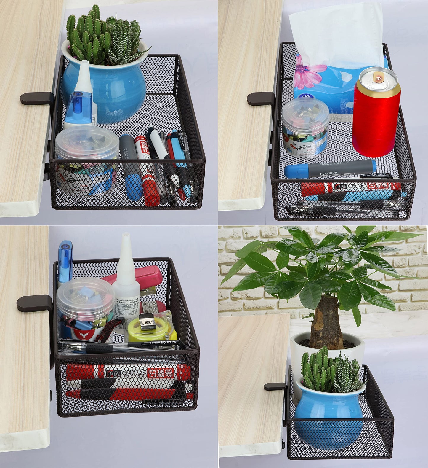Aurynns Clip-on Drawer organizers (2 pack), desk organizer, can be clipped around the table to store small items (Bronze Gold)