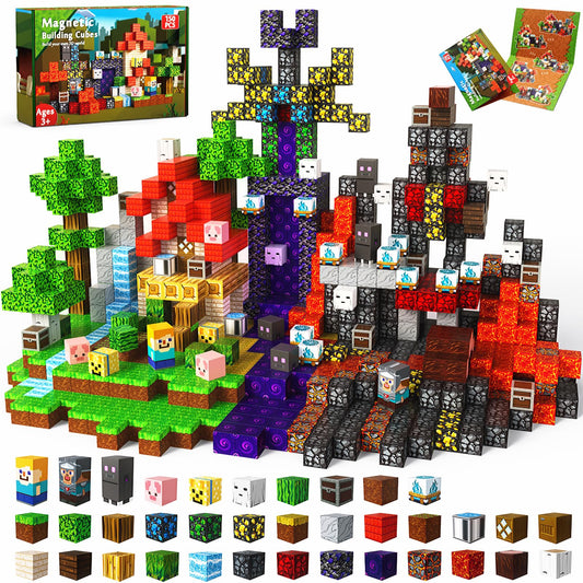 150 PCS Magnetic Blocks - Building Block for Kids Ages 4-8, Magnet Blocks Cubes Tiles Constructions Toys Girl Boy, STEM Educational Montessori Stacking Toy, Sensory Play Game Preschool Learning Gifts