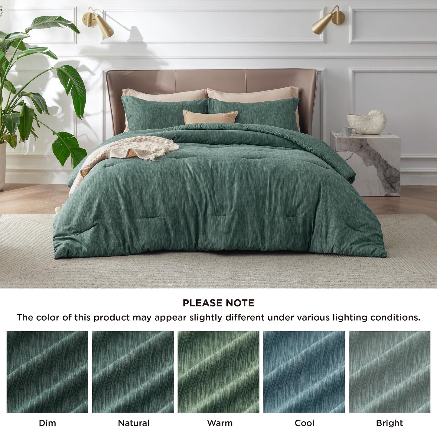 Bedsure Queen Comforter Set - Emerald Green Soft Bedding for All Seasons, Cationic Dyed Bed Set, 3 Pieces, 1 Queen Size Comforter (90"x90") and 2 Pillow Shams (20"x26"+2")