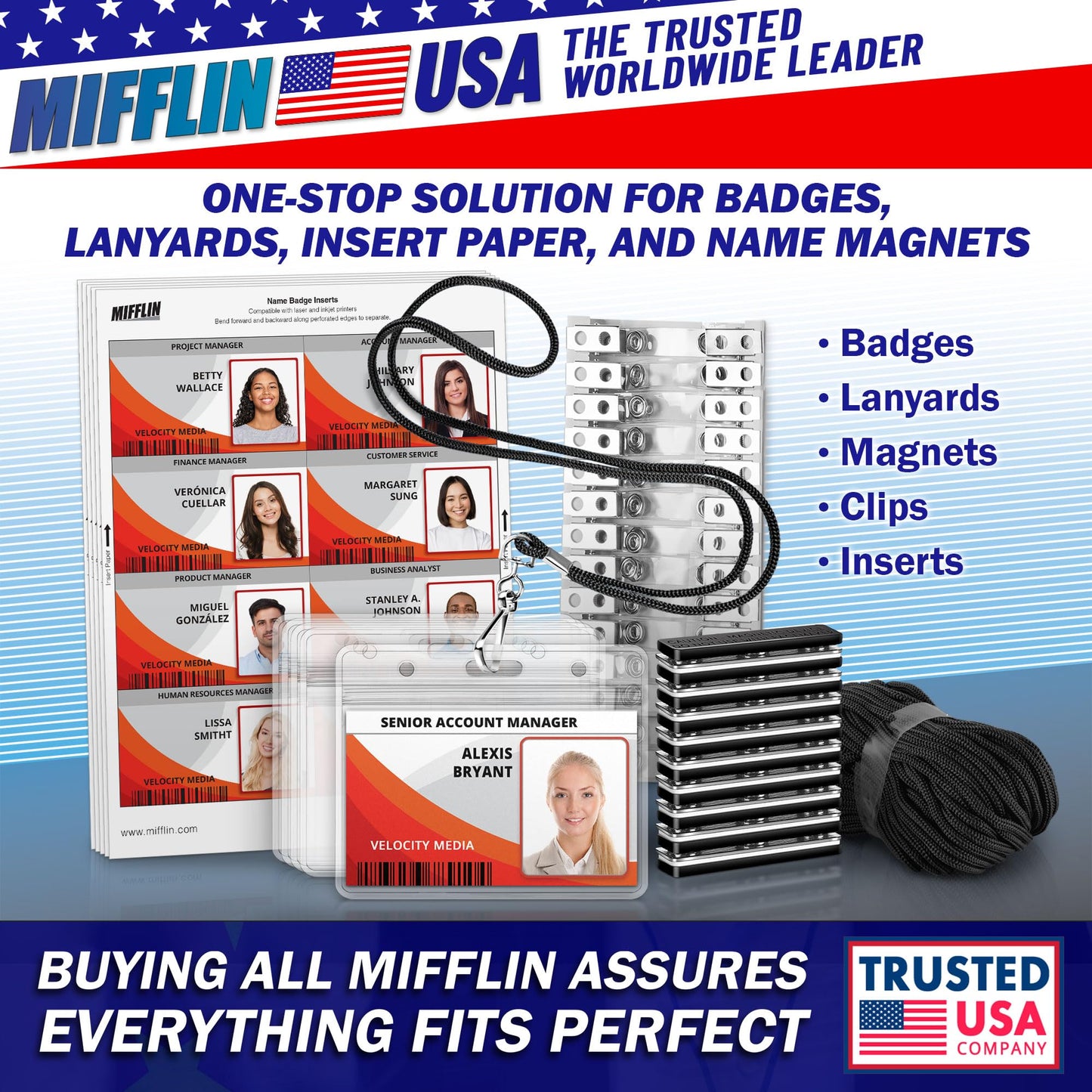 Mifflin-USA Plastic Waterproof ID Badge Holders (Clear, 2.25x3.5 Inch, 250 Pack), Vertical Hanging Name Card Holder with Zipper, Resealable Bulk Nametag Holders