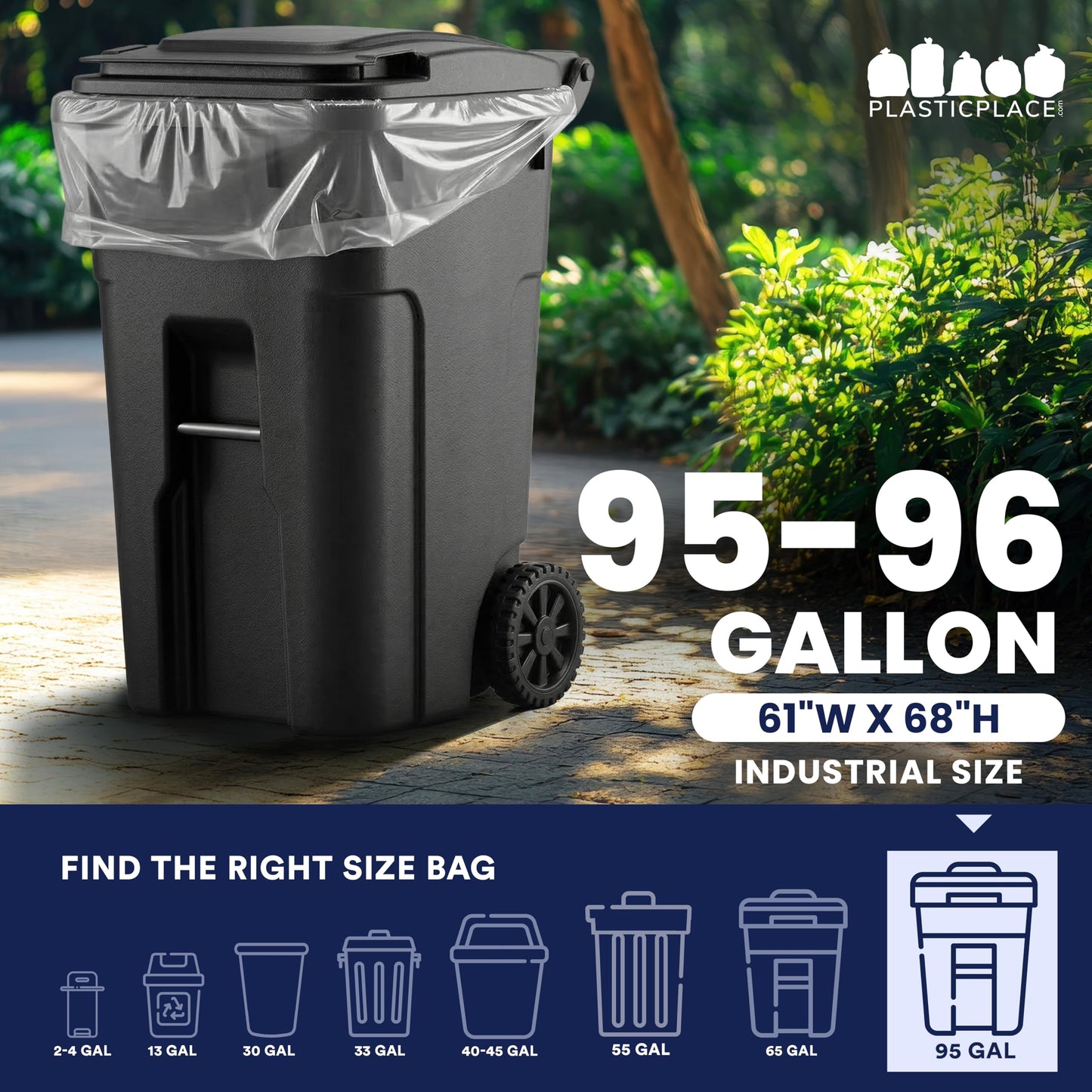 Plasticplace 95-96 Gallon Garbage Can Liners ,25 Count (Pack of 1)