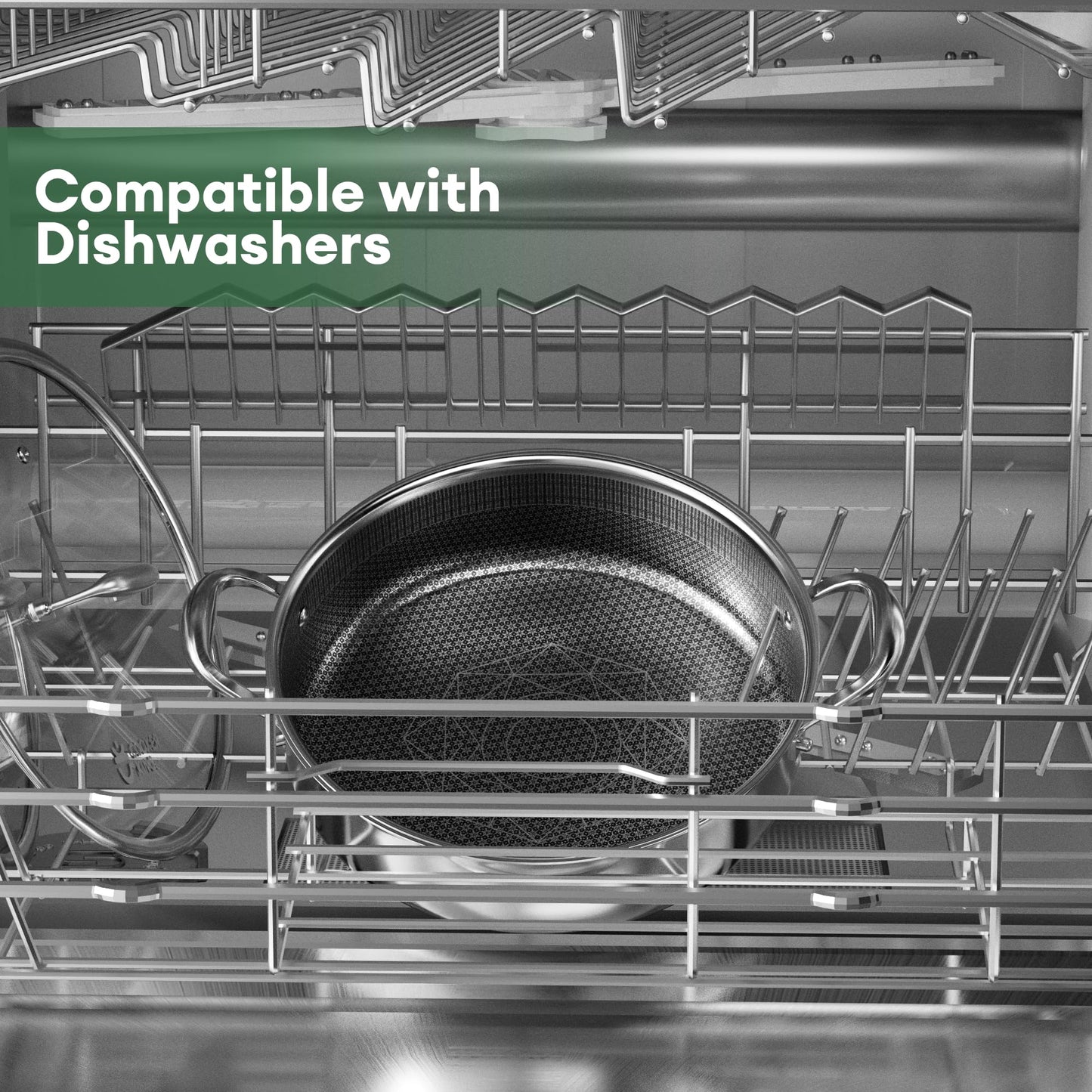 COOKER KING 5QT Stainless Steel Saute Pan with Lid, Hybrid Nonstick Deep Saute Pan, Chicken Fryer, Tri-Ply Clad Even Heat Distribution, Dishwasher-Friendly,Oven Safe to 900°F, Induction Compatible