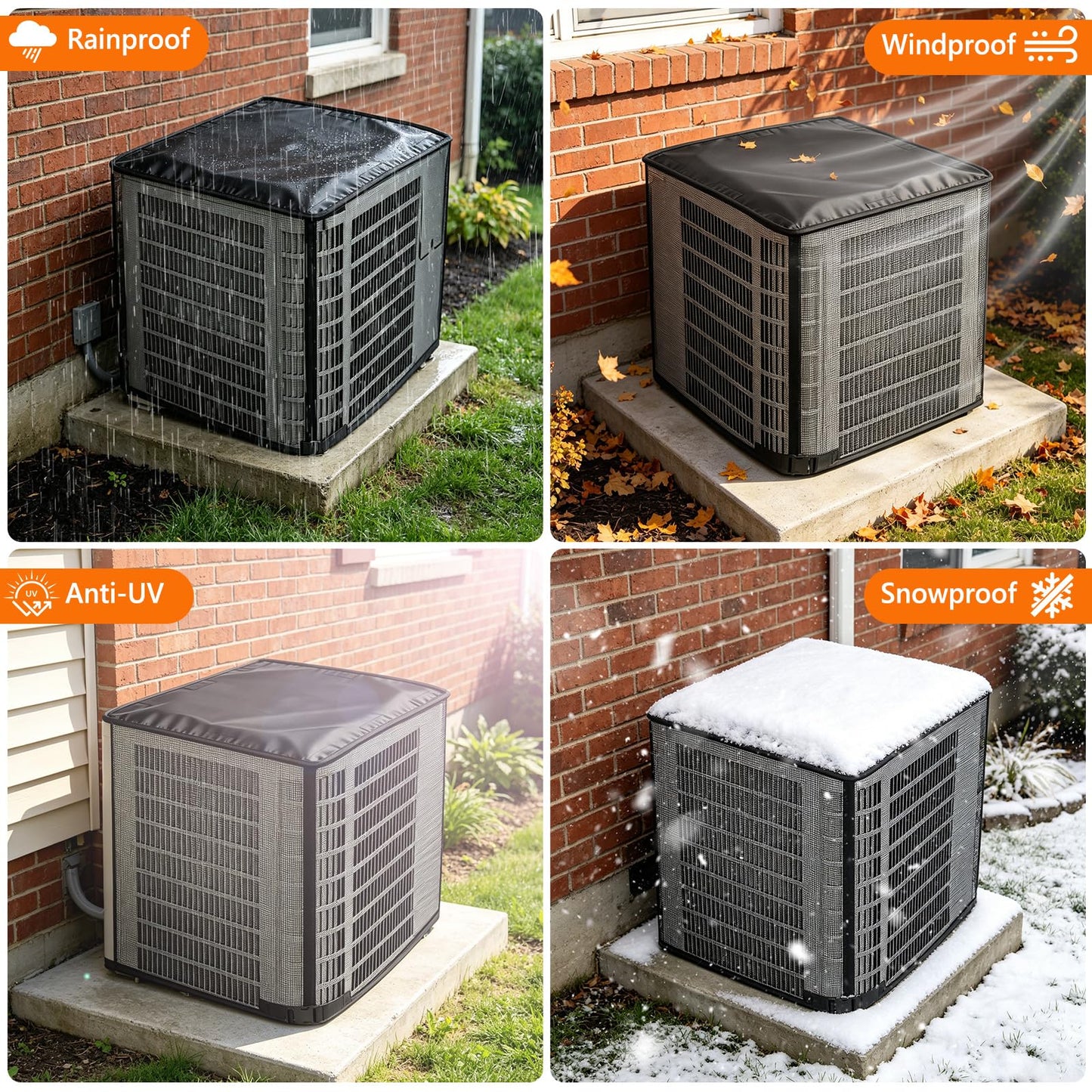 STARTWO 2 in 1 Full Mesh Air Conditioner Covers for Outside with Detachable Waterproof Fabric Top,All Season Outdoor AC Units Cover Against Leaves,Debris,Ice,Snow,36x36x40in