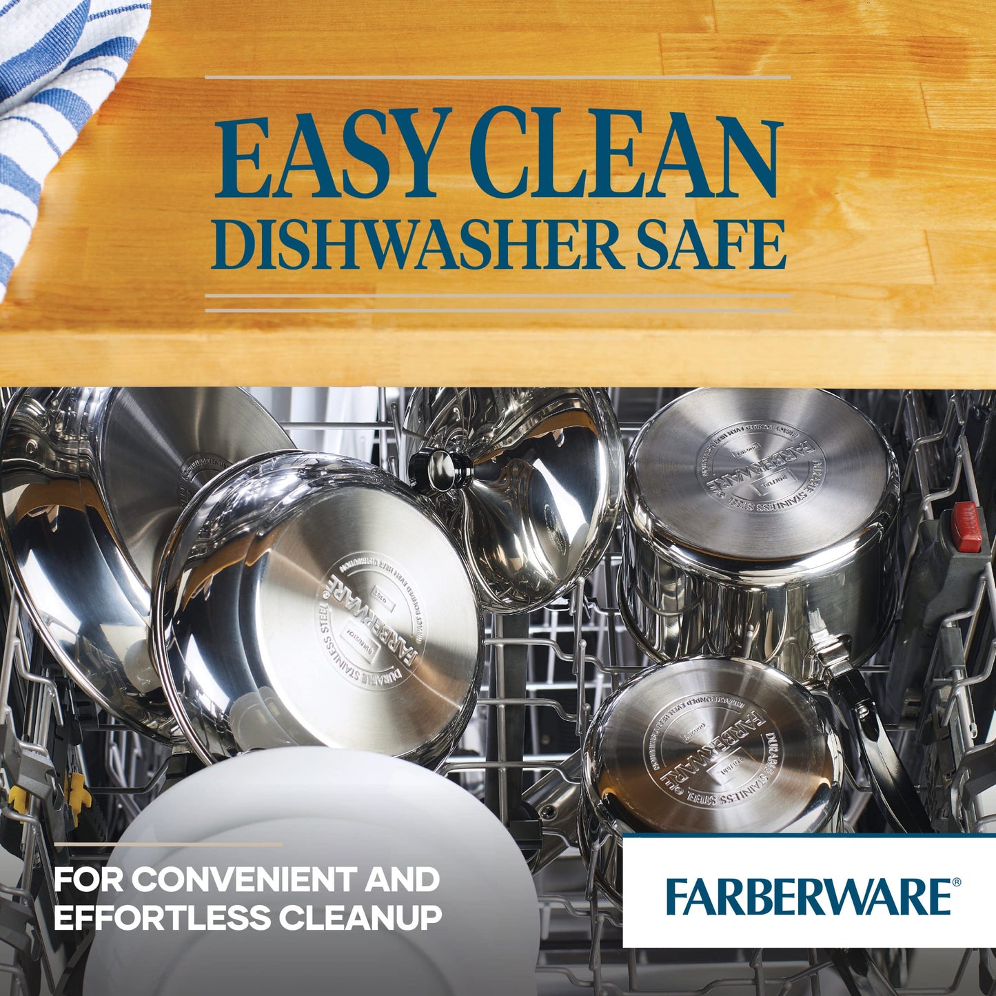 Farberware 70755 Classic Series Stainless Steel 8-Quart Covered Straining Stockpot with Lid, Stainless Steel Pot with Lid, Silver