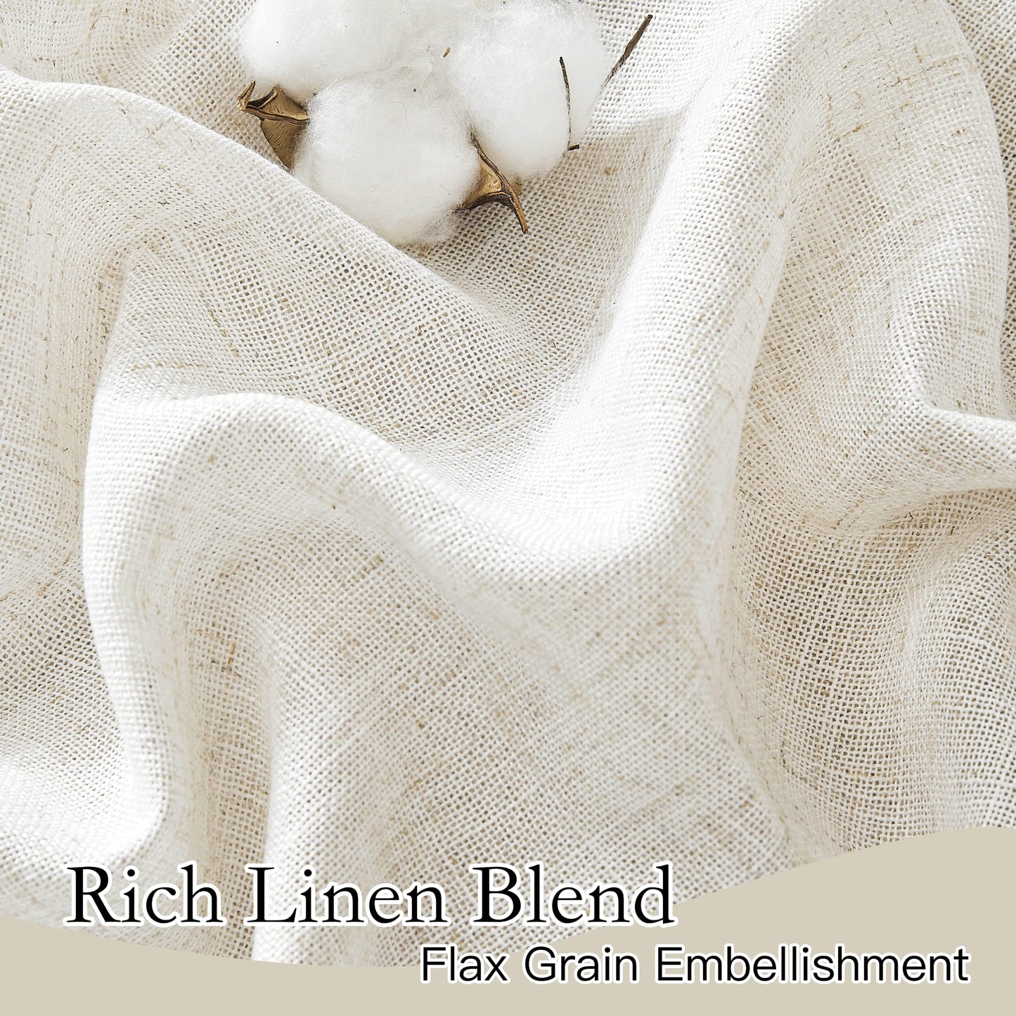 RYB HOME 108 inch Curtains - Flax Linen Blend Semi Sheer Light Glare Filtering Extra Long Drapes for Living Room Dining Doorway Farmhouse Office Sunroom, Linen, Wide 52" by Long 108", 2 Panels
