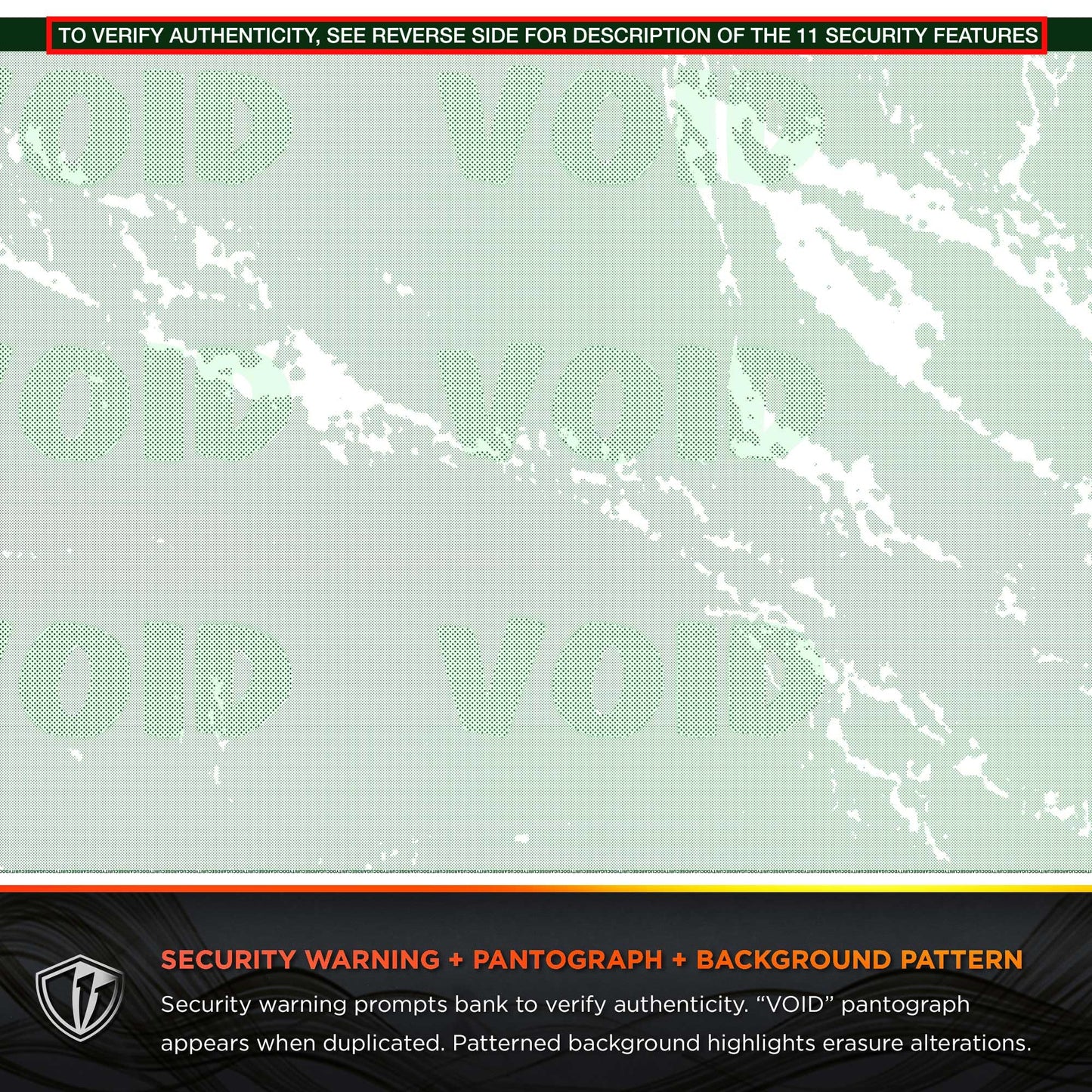 DocuGard Standard Green Marble Bottom High Security Check Paper - QuickBooks & Laser/Inkjet Printer Compatible - 11 Security Features - 500 Blank Business Checks (04518)