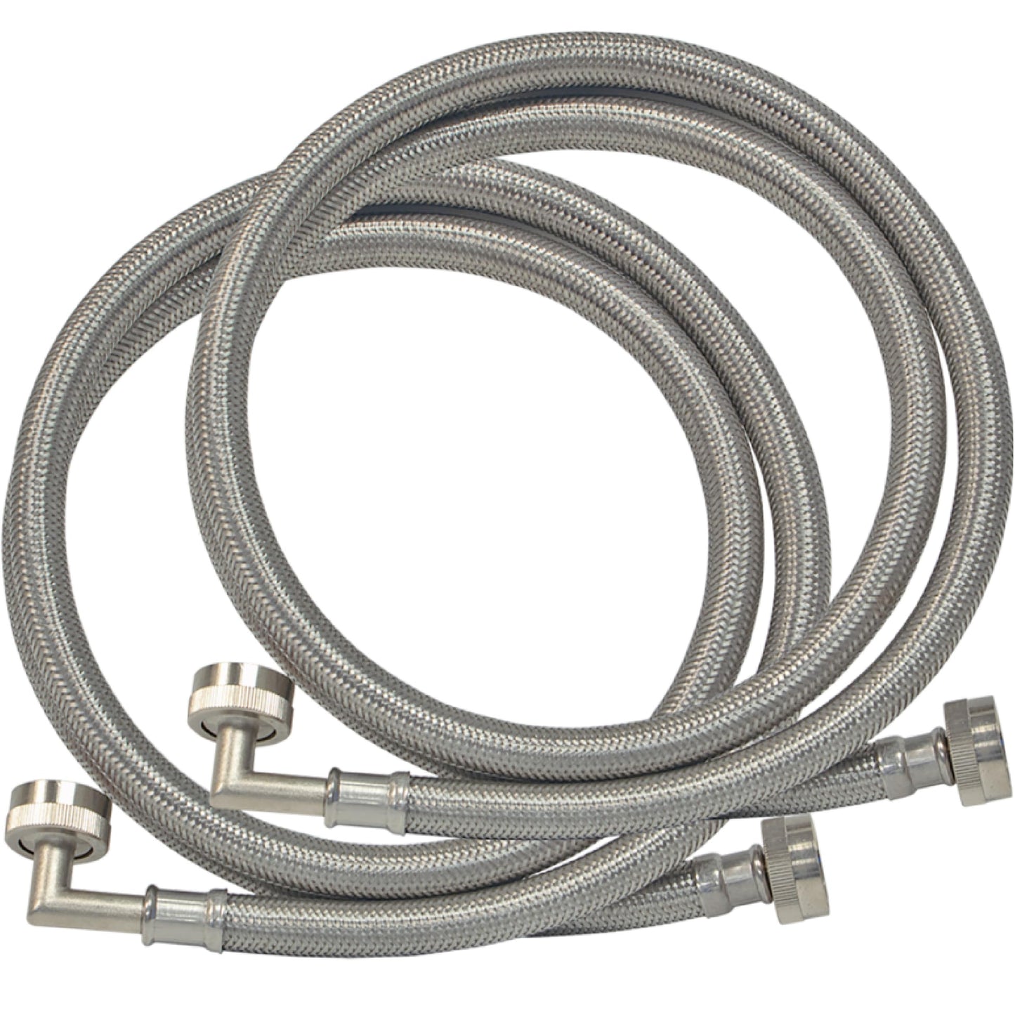 Eastman 6 ft Washing Machine Hose Connectors with Elbows, Pack of 2, 3/4 in FHT x 3/4 in FHT, Braided Stainless Steel, 41066