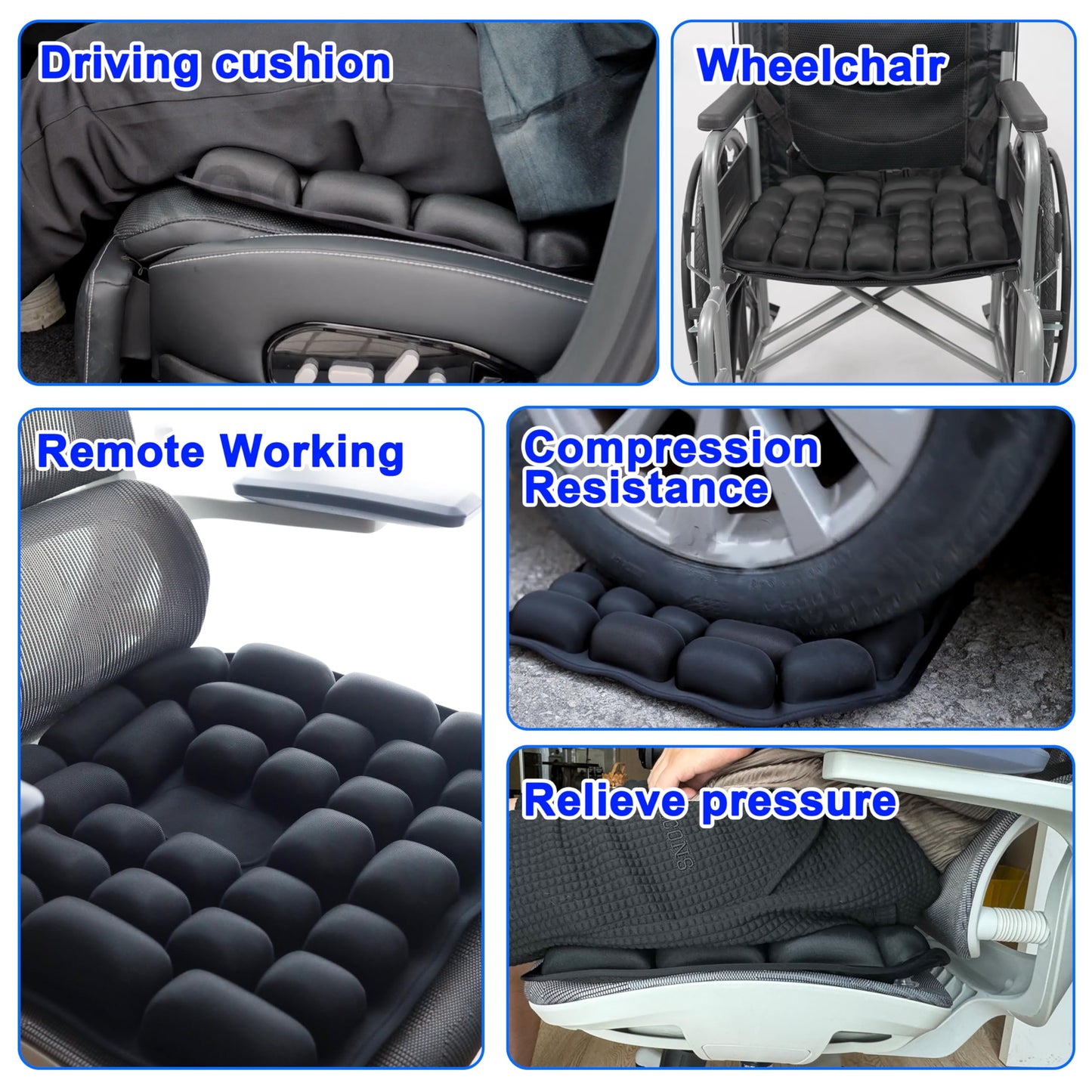 Upgrade Travel Seat Cushion for Airplane,Portable&Adjustable Air Seat Cushion,Coccyx Tailbone Pain Relief Chair Pad,Inflatable Cushion for Wheelchair, Travel,Driving,Office Work