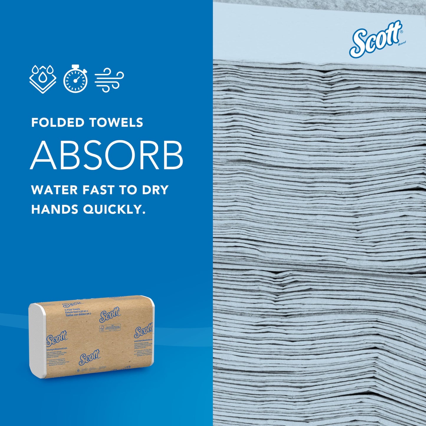 Scott Professional Essential C-Fold Folded Paper Towels, Bulk (01510), Fast-Drying Absorbency Pockets, 13.15"x10.125" Towel, White (200 Sheets/Pack, 12 Packs/Case, 2,400 Sheet Total)