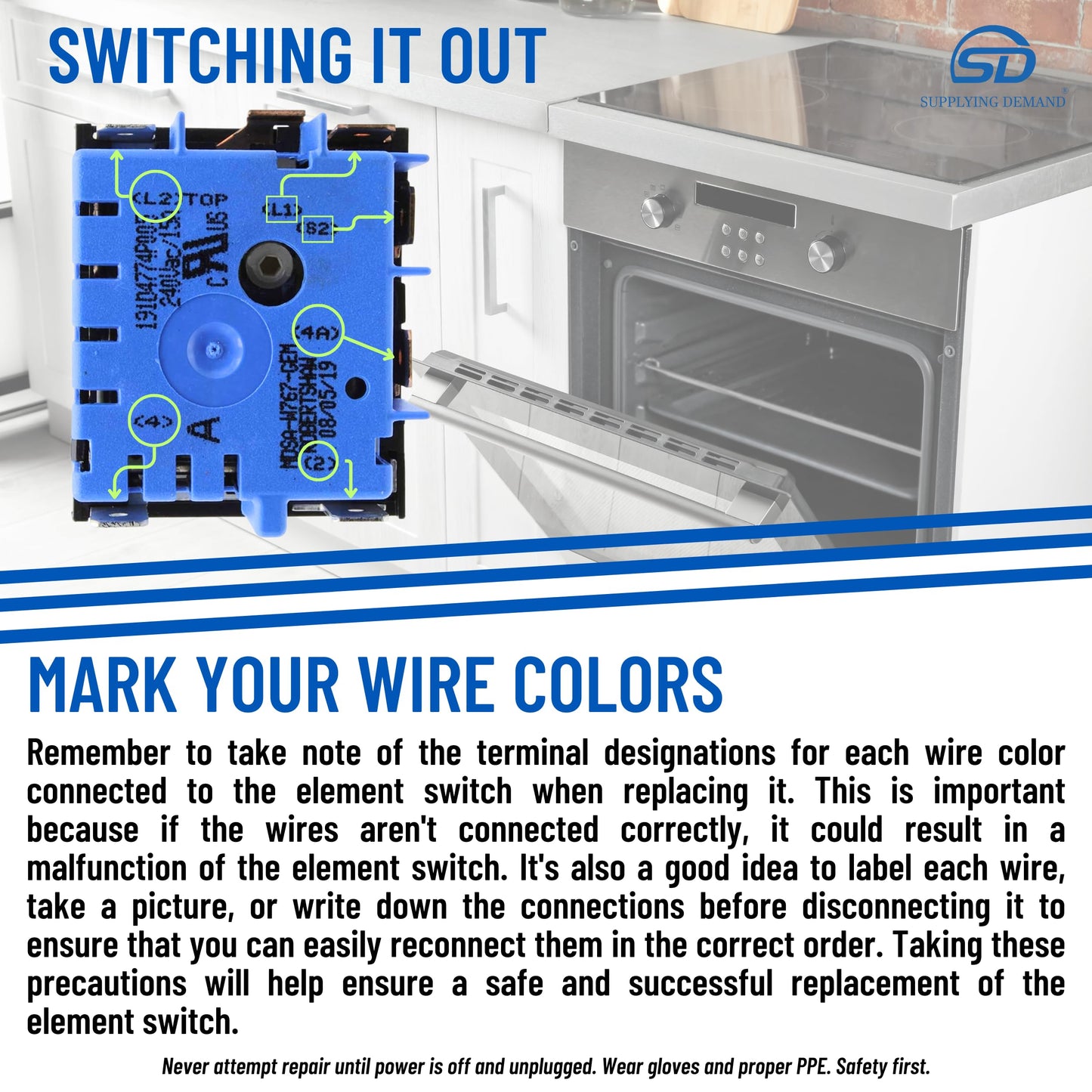 Supplying Demand WB24X25013 4464832 Electric Range Infinite Control Switch Replacement Model Specific Not Universal