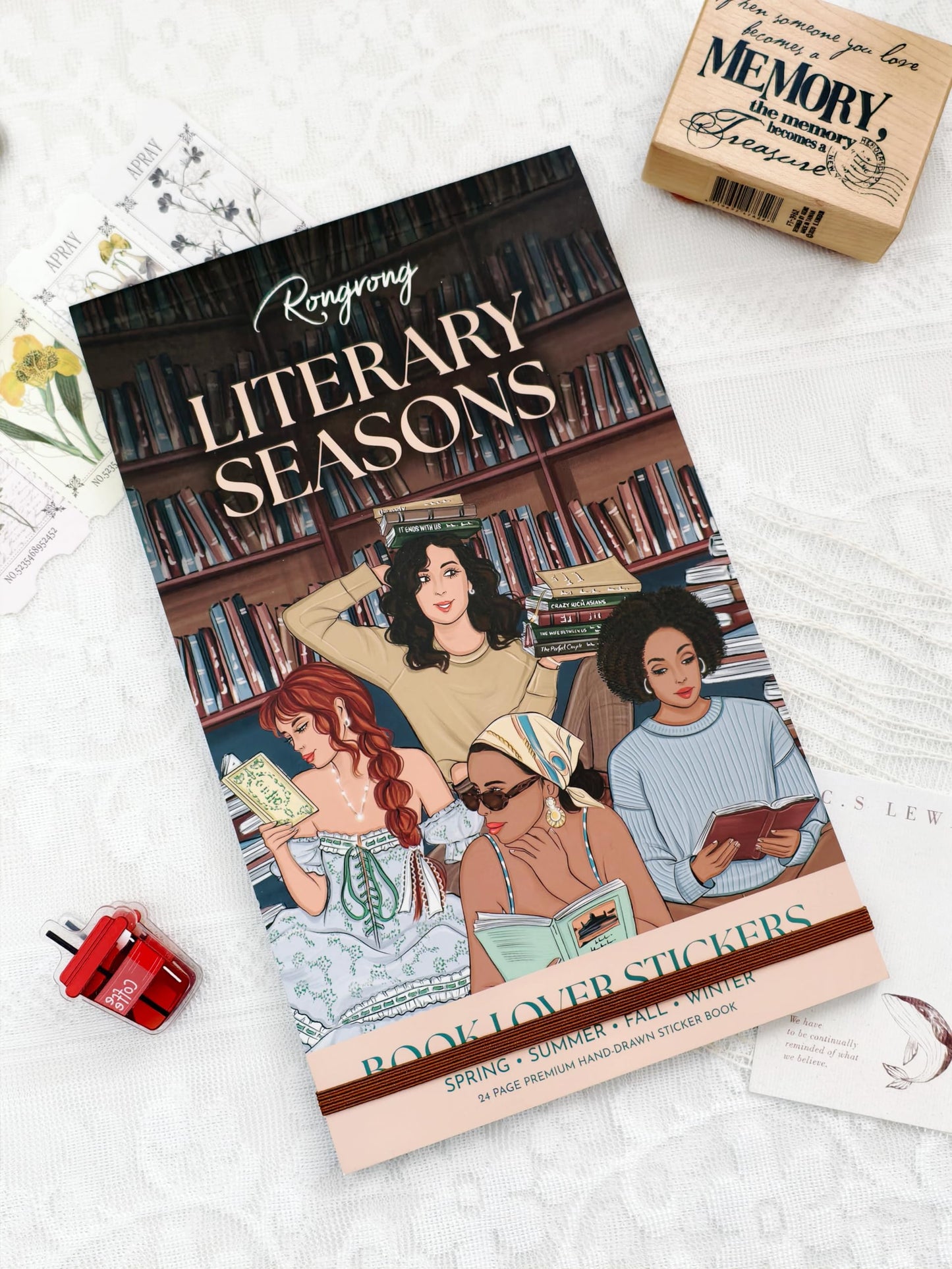 Literary Seasons Sticker Book – Book Lover Planner Stickers for Journaling, Scrapbooking & Reading Tracker, Seasonal Decorative Stickers for Winter Spring Summer Fall, Bookish Stationery Gift