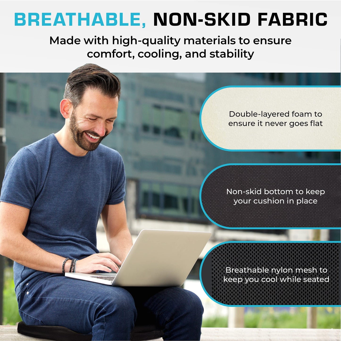 Xtreme Comforts Seat Cushions | Office Chair Cushions for Desk, Car, Wheelchair| Ergonomic Memory Foam Seat Cushion for Support & Comfort | Helps Improve Sitting Posture for Work & Body Relief (1 Pc)