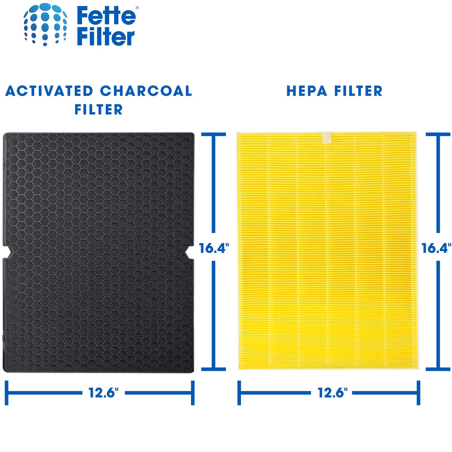 Fette Filter - 116131 H13 True HEPA Replacement Filter I Compatible with Winix Filter I for C555 Air Cleaner Includes 2 HEPA Filters + 2 Washable Enhanced Activated Carbon # 116131