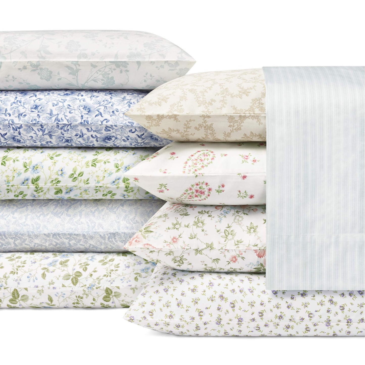 Laura Ashley - Queen Size Sheet Set, Soft Cotton Sateen Bedding with Matching Pillowcases, Fully Elastic Fitted Sheet, Deep Pocket, Floral Room Decor, Silky Smooth All-Season Comfort (Lilian Coral)