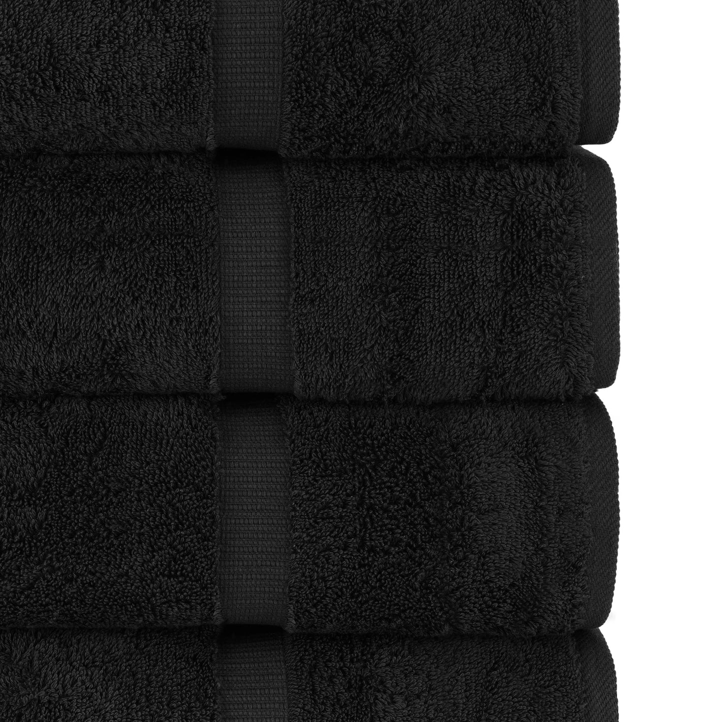 Chakir Turkish Linens 4 Piece Bath Towel Set, 100% Cotton Luxury Turkish Towels for Bathroom, Soft Absorbent Bath Towels, 27 x 54 Inches, Black