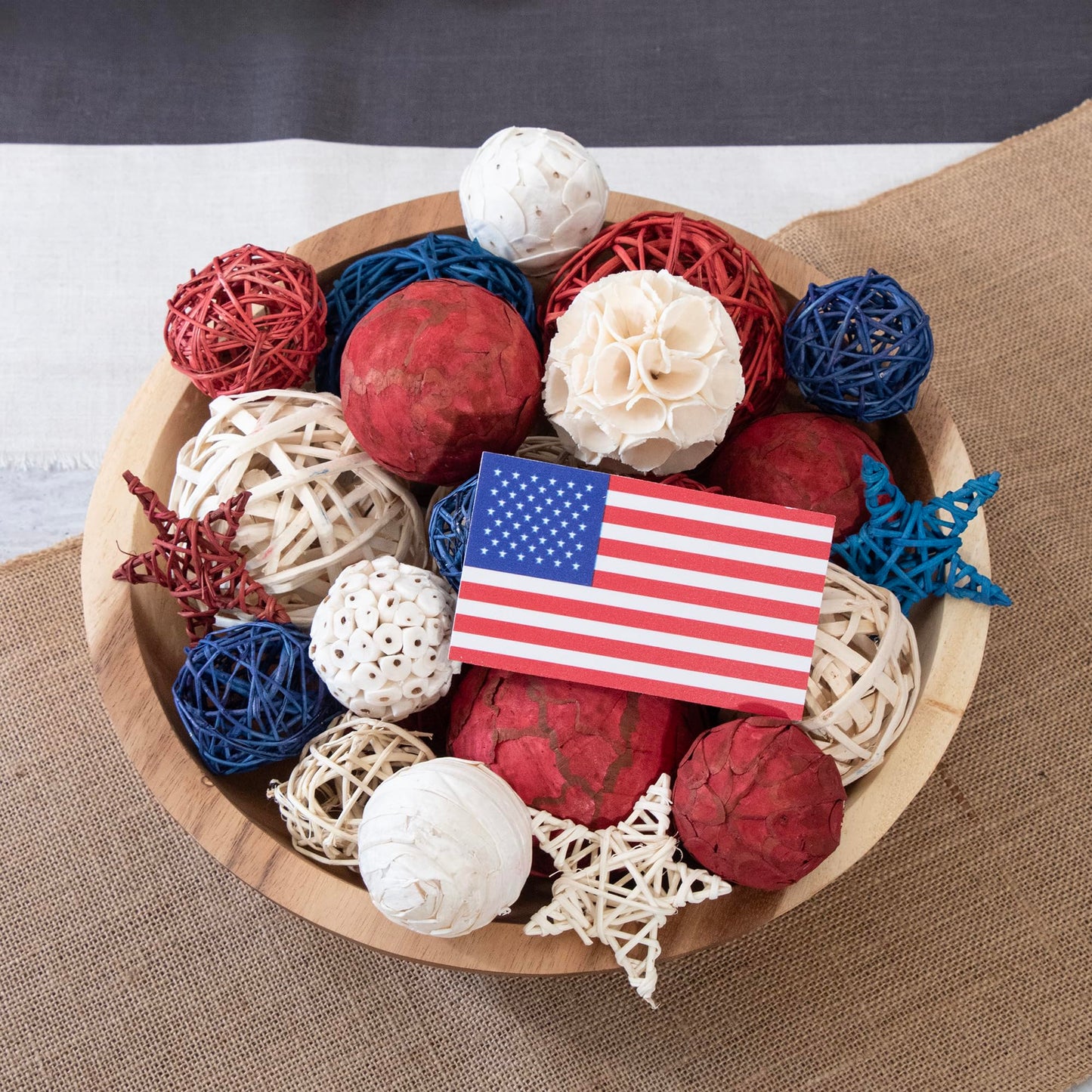 ANDALUCA American Flag Decorative 4th of July Large Vase Filler Bag with Orbs, Decorative Balls (Red, White & Blue)