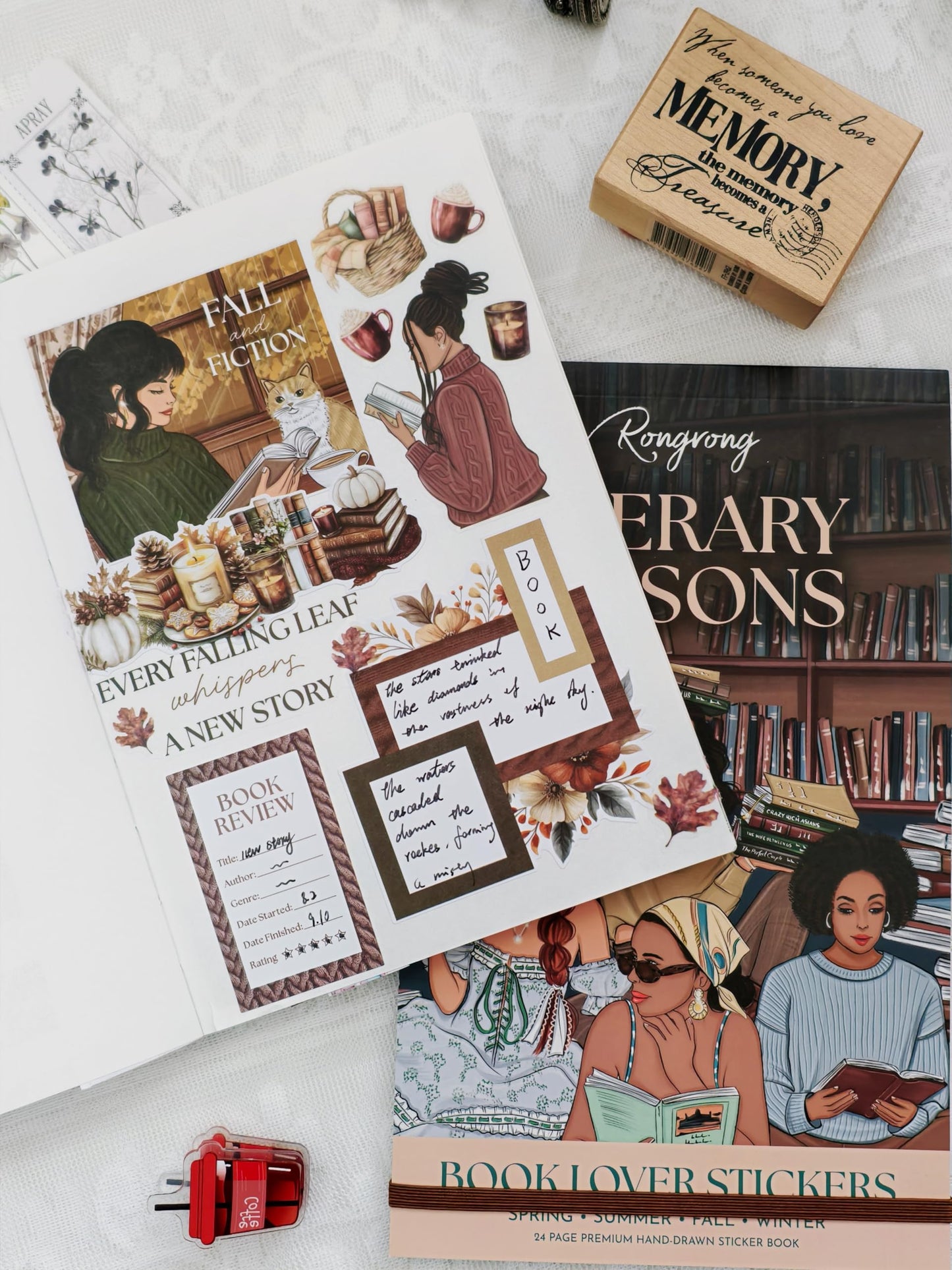 Literary Seasons Sticker Book – Book Lover Planner Stickers for Journaling, Scrapbooking & Reading Tracker, Seasonal Decorative Stickers for Winter Spring Summer Fall, Bookish Stationery Gift