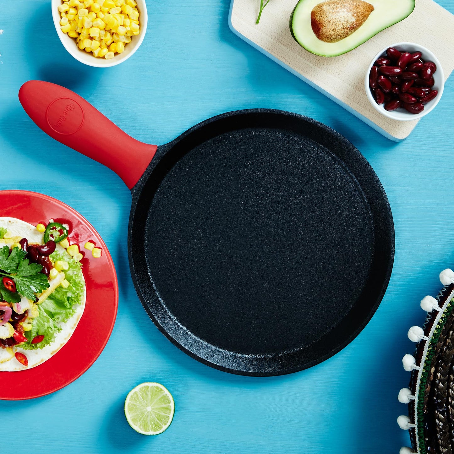 Uno Casa Cast Iron Comal Pan 11.5 Inch - Skillet for Roti, Tawa/Dosa Pan Pataconera, Comales para Tortillas - Cast Iron Pizza Pan - Comal Para Tortillas Grande