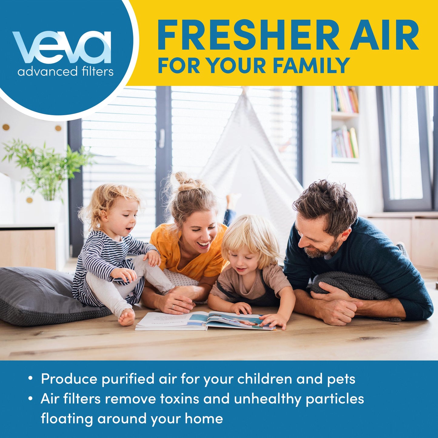 VEVA Genuine 8000 Elite Pro Series Air Purifier 2 HEPA Filters & 8 Carbon Pre-Filters - Removes Allergens, Smoke, Dust, Pet Dander & Odor Air Cleaner Home & Office