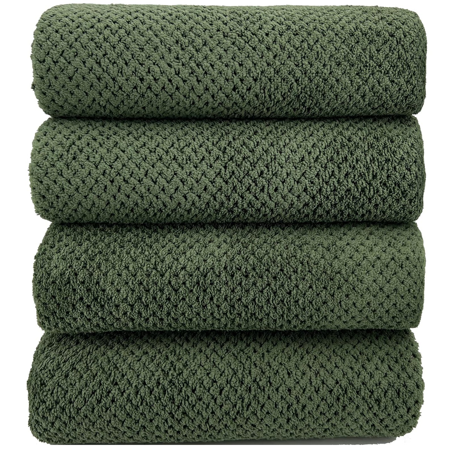 YTYC Towels,29x59 Inches Extra Large Bath Towels for Bathroom Super Soft Quick Dry Light Weight Waffle Microfiber Shower Towels 80% Polyester 20% Nylon (Olive Green,4 Piece)