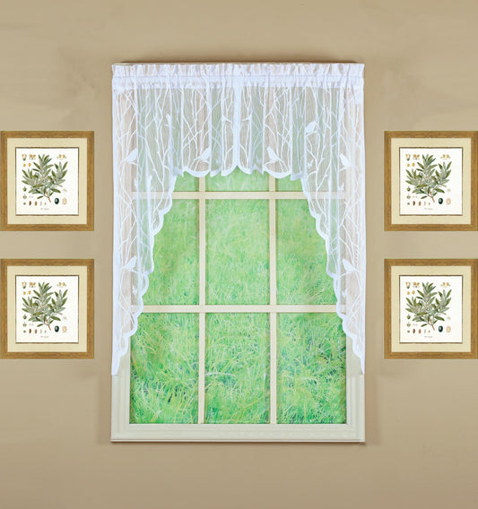 Today's Curtain, Songbird Semi-Sheer Lace Swag 38", White, 56" W x 38" L