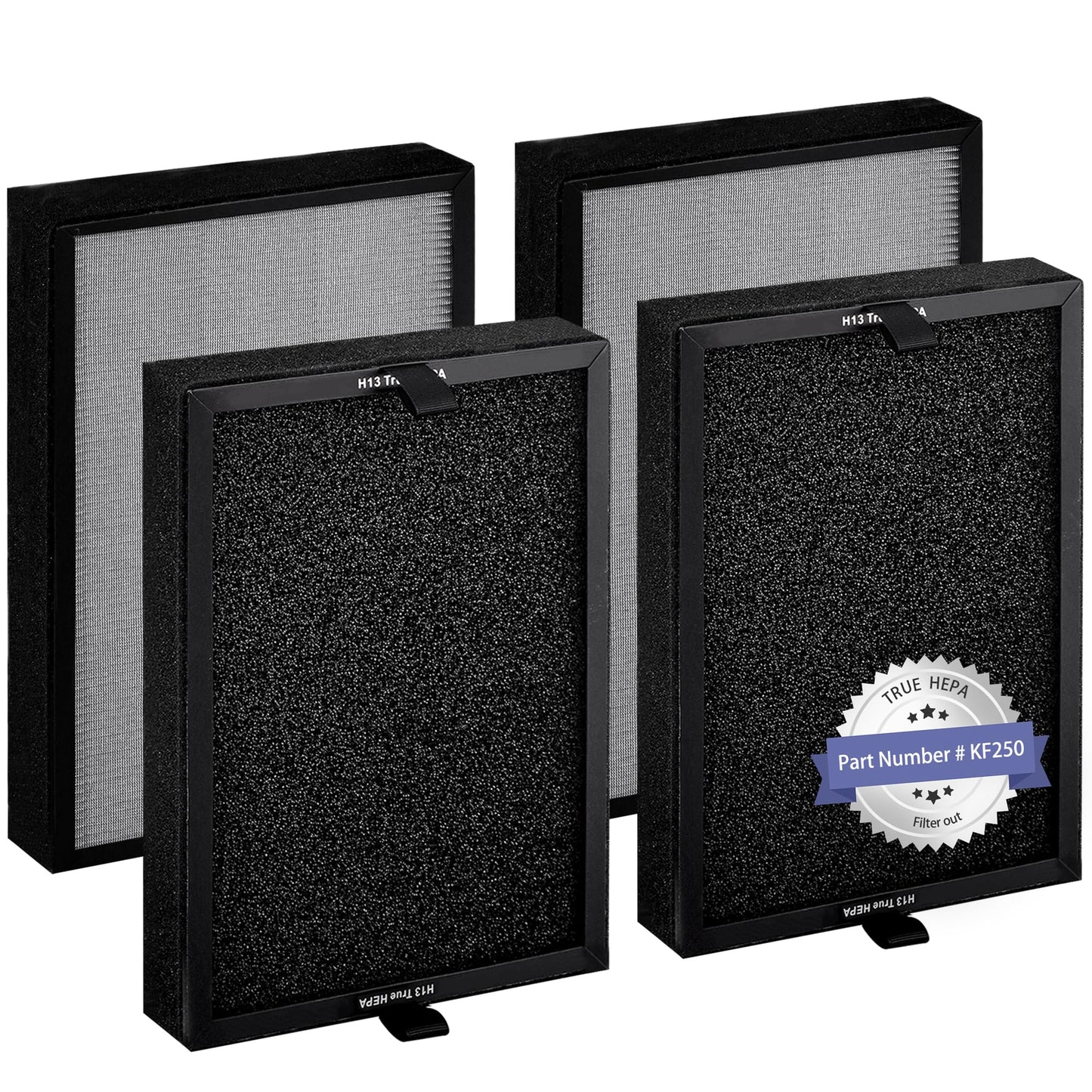 4 Pack Popurure KF250 Filter Replacement Compatible with Kenmore 1200e Series Air Purifier PM2010, Part No. KF250 Filters, with 3-in-1 True H13 HEPA Filters