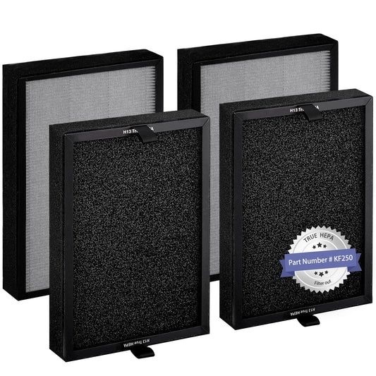 4 Pack Popurure KF250 Filter Replacement Compatible with Kenmore 1200e Series Air Purifier PM2010, Part No. KF250 Filters, with 3-in-1 True H13 HEPA Filters