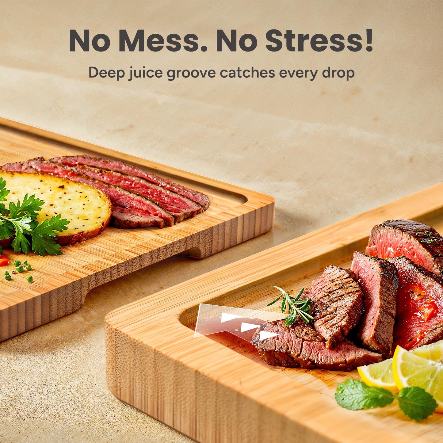SMIRLY Bamboo Cutting Boards for Kitchen - Wood Cutting Board for Meal Prep, Serving, Charcuterie - Kitchen Gadgets, House Warming Gifts - Wooden Chopping Board Set of 3 with Holder - Natural Bamboo