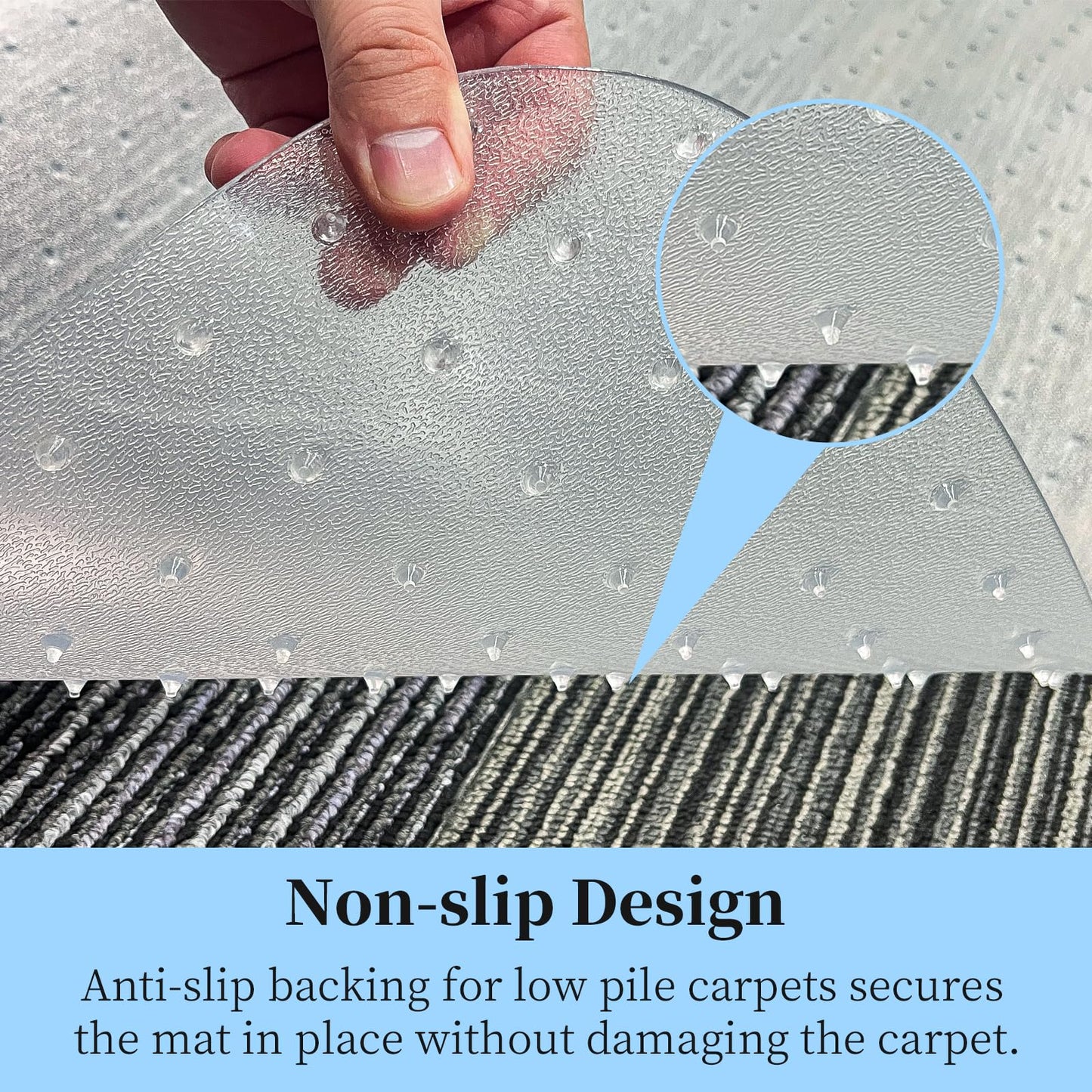 Tonaus Office Chair Mat for Carpet - 48"×36" Foldable Carpet Chair Mat - Transparent 2.2mm Thick Floor Protection with Non-Slip Studded for Low Pile Carpets Shiped Flat