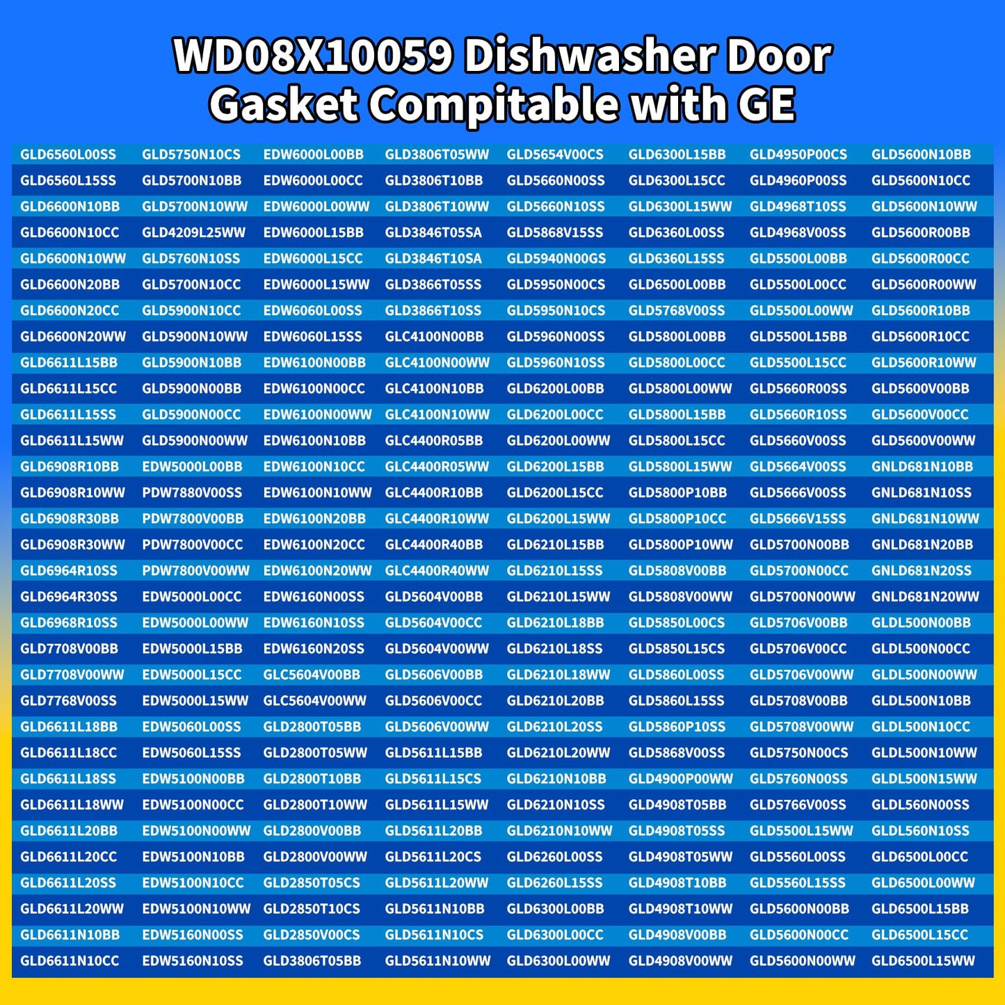 WD08X10059 Dishwasher Seal for Short Bottom Door Compatible with GE GLD5750N10CS EDW5000L00BB PDW7880V00SS, Dishwasher Door Seal Replace AP3860882 1168254 AH1018448 EA1018448 PS1018448