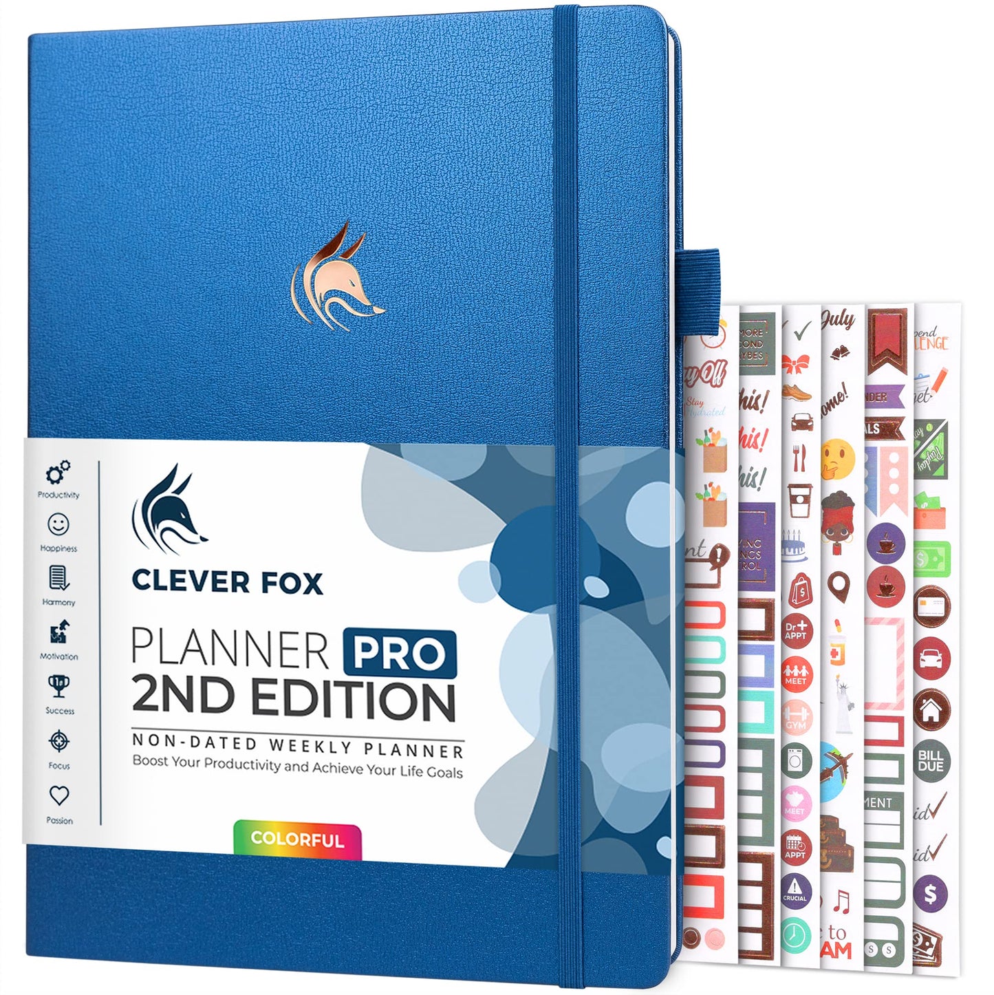 Clever Fox Planner PRO 2nd Edition – Undated Weekly Agenda Planner for Setting Goals, Tasks & Time Management – Life Organizer with To-do Lists & Habit Trackers – Large, 8.5x11″ (Mystic Blue)
