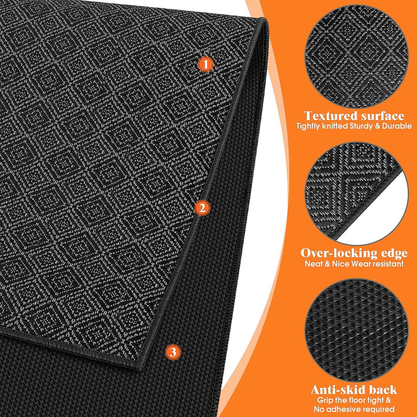 KMAT Office Chair Mat, 46x60in Heavy Duty Hardwood/Tile Floor Protector, Floor Mat Computer Desk Mat for Rolling Chairs, Work, Study, Office, Black