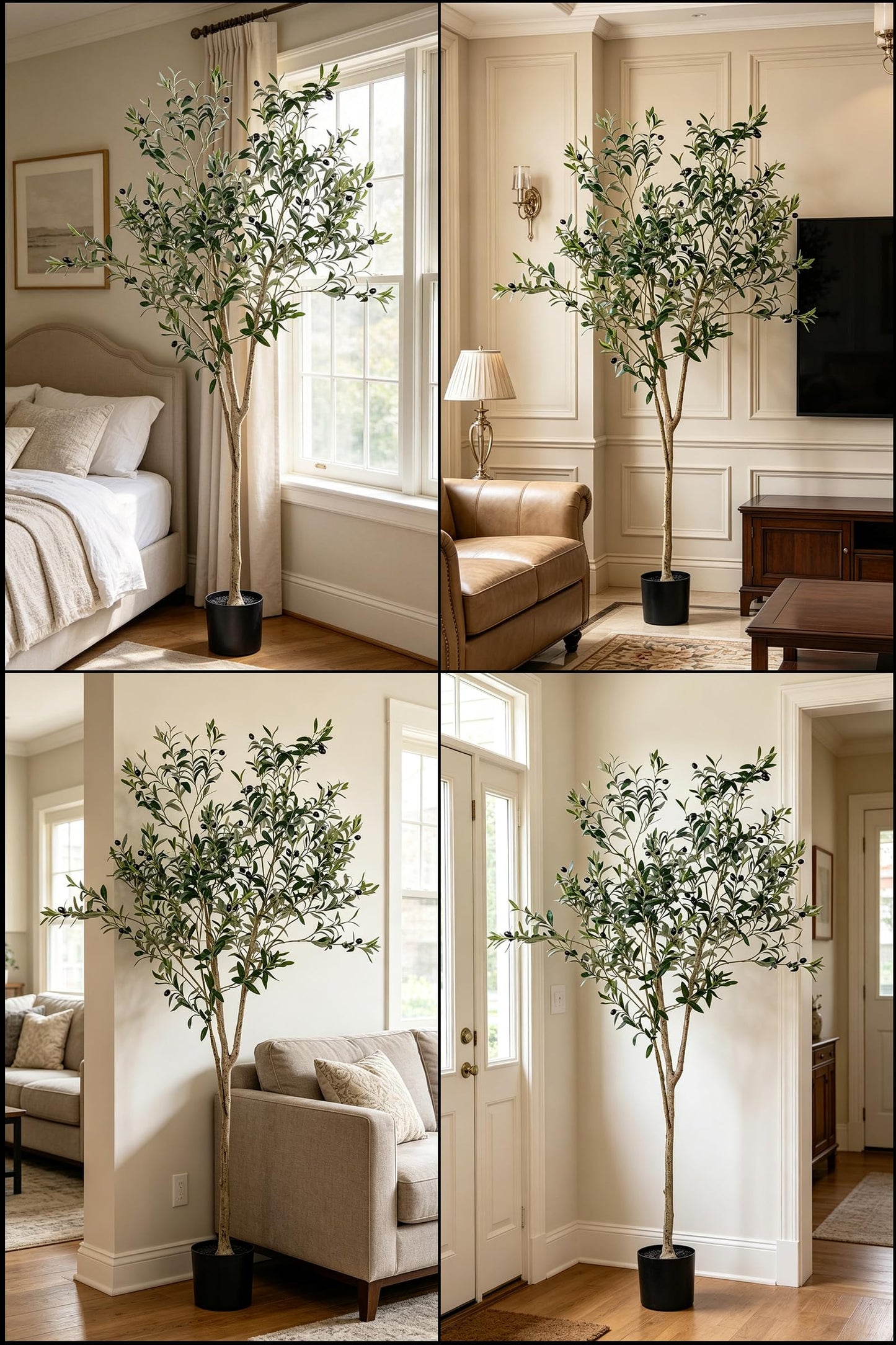 Artificial Olive Tree for Living Room Decor, 6FT Bendable Fake Plants Artificial Indoor, Faux Silk Plant Fake Trees in Potted with Oliver Branch Leaves and Fruits for Modern Home House Office Décor