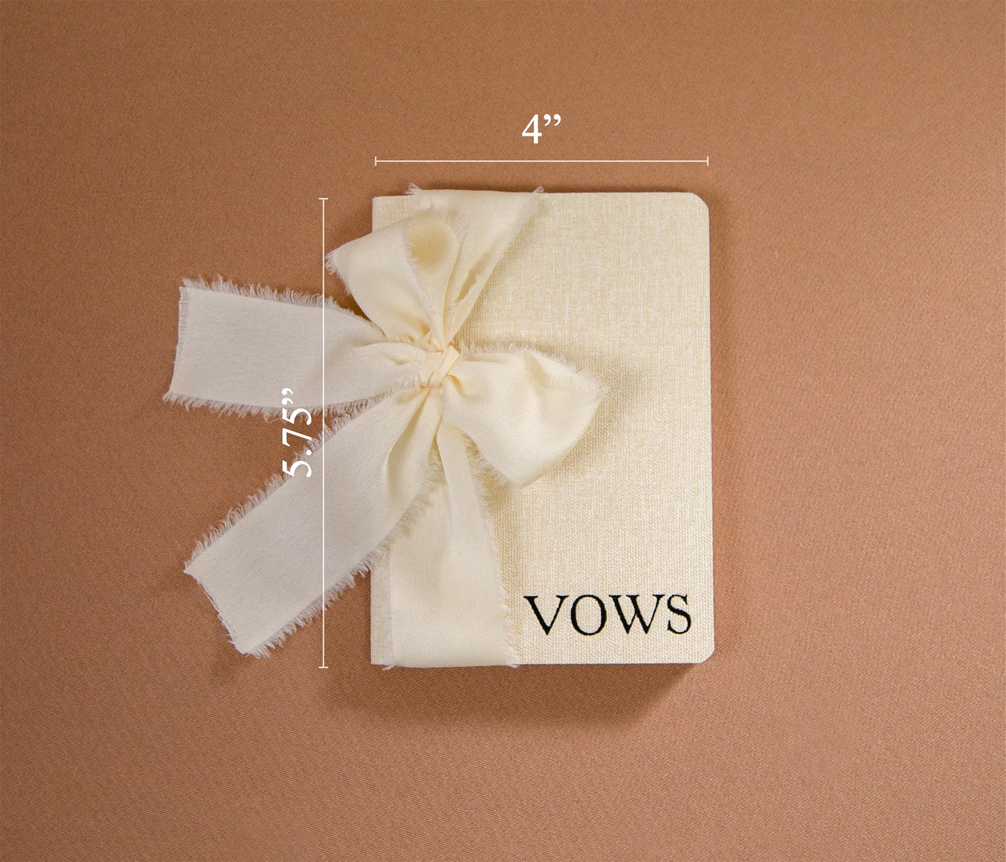 Modern Album Designs Cream Embossed Slim Vow Books w/Ribbon (Set of 2) - 5.625 x 4 Minimalist Pocket Sized Wedding Ceremony Vow Renewal Speech Notebook Journal