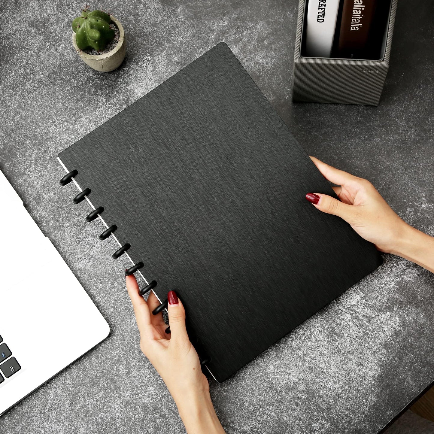 Yoment 2 Pack Discbound Notebook Refillable 5 Subject Notebook 8.6" x 12" Customizable Spiral Journal with Removable Pages 120 Disc Planner with Dividers & 12 Tabs for Work Meeting School