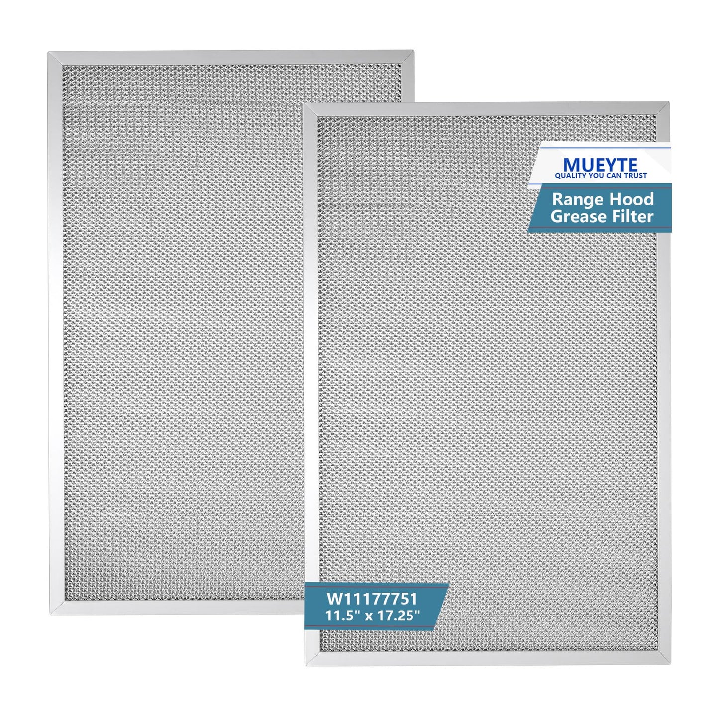 W11177751 Range Hood Filter 11-1/2" X 17-1/4" Replacement For Whirlpool Range Hood W10419114 W10834041 W11176974 4547137 AP6285612 PS12348521 EAP12348521 Aluminum Mesh Filters 2 Pack
