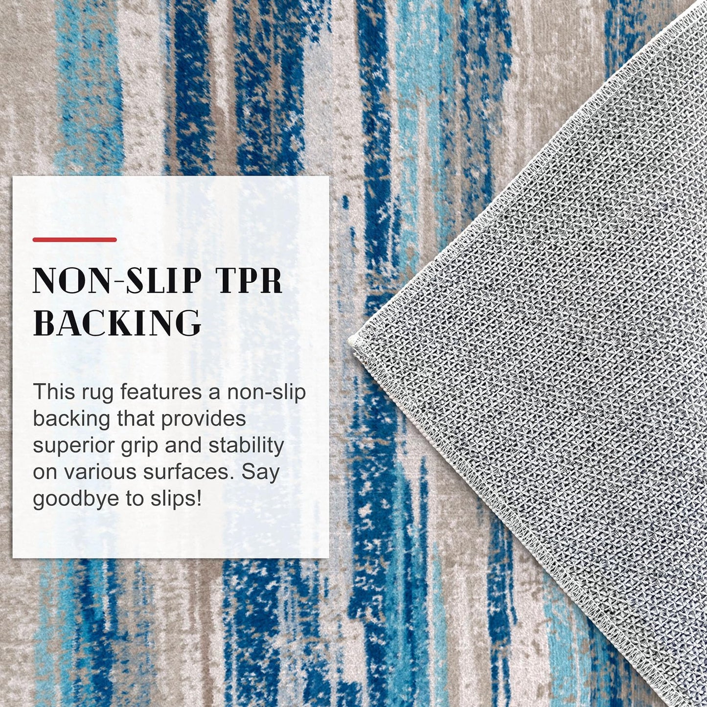 Lansny Modern Abstract 4x6 Living Room Washable Rug Non-Slip Soft Bedroom Area Rug Blue Thin Print Faux Wool Floor Carpet Throw Rugs for Nursery Playroom Dining Room Indoor Office Home Decor