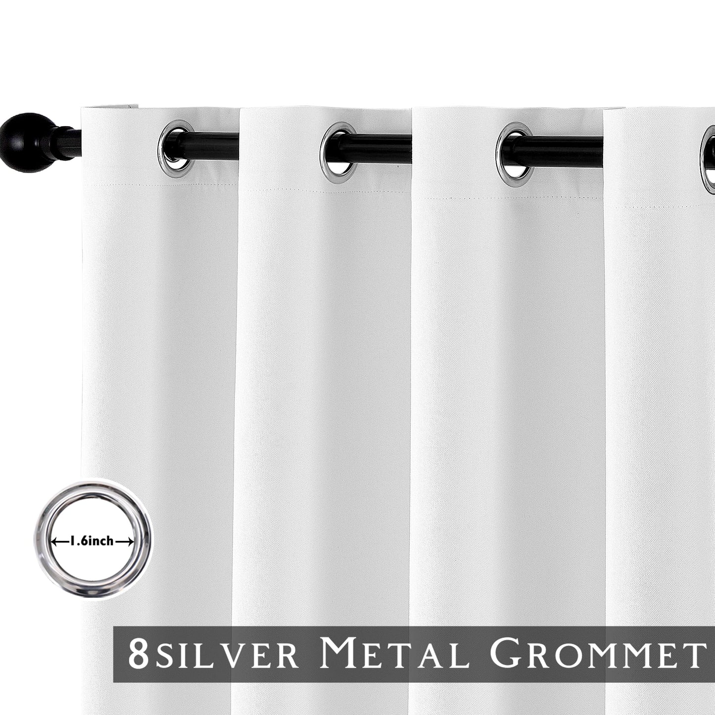 ChrisDowa 100% Blackout Pure White Solid Curtains 63 Inches Long 2 Panels for Bedroom Living Room,Farmhouse Room Darkening Thermal Insulated Soundproof Grommet Top Window Treatment Drapes,52x63