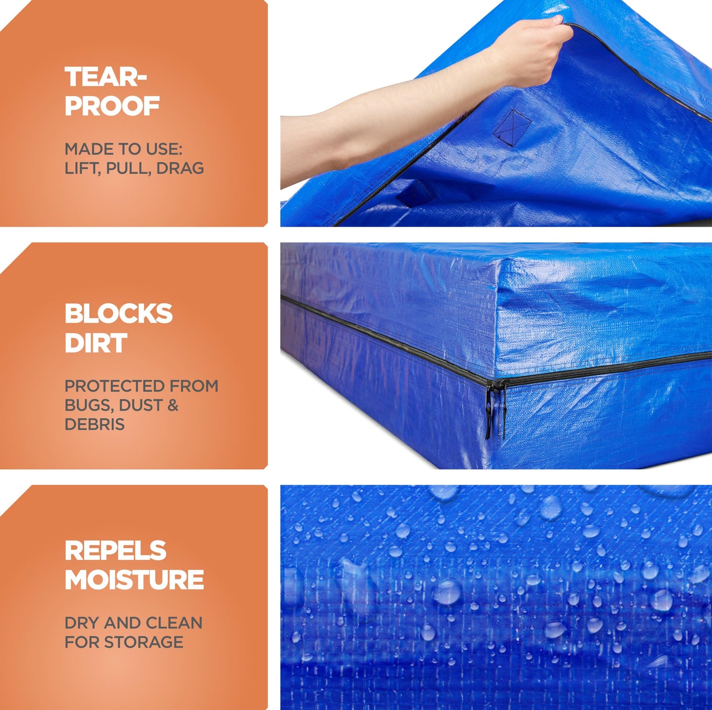 Mattress Bags for Moving with 8 Handles – King Mattress Moving Bag – Tear-Proof Mattress Storage Cover with Dual Zippers – Reusable Mattress Moving Bags for Transport & Storage Mattress Protector