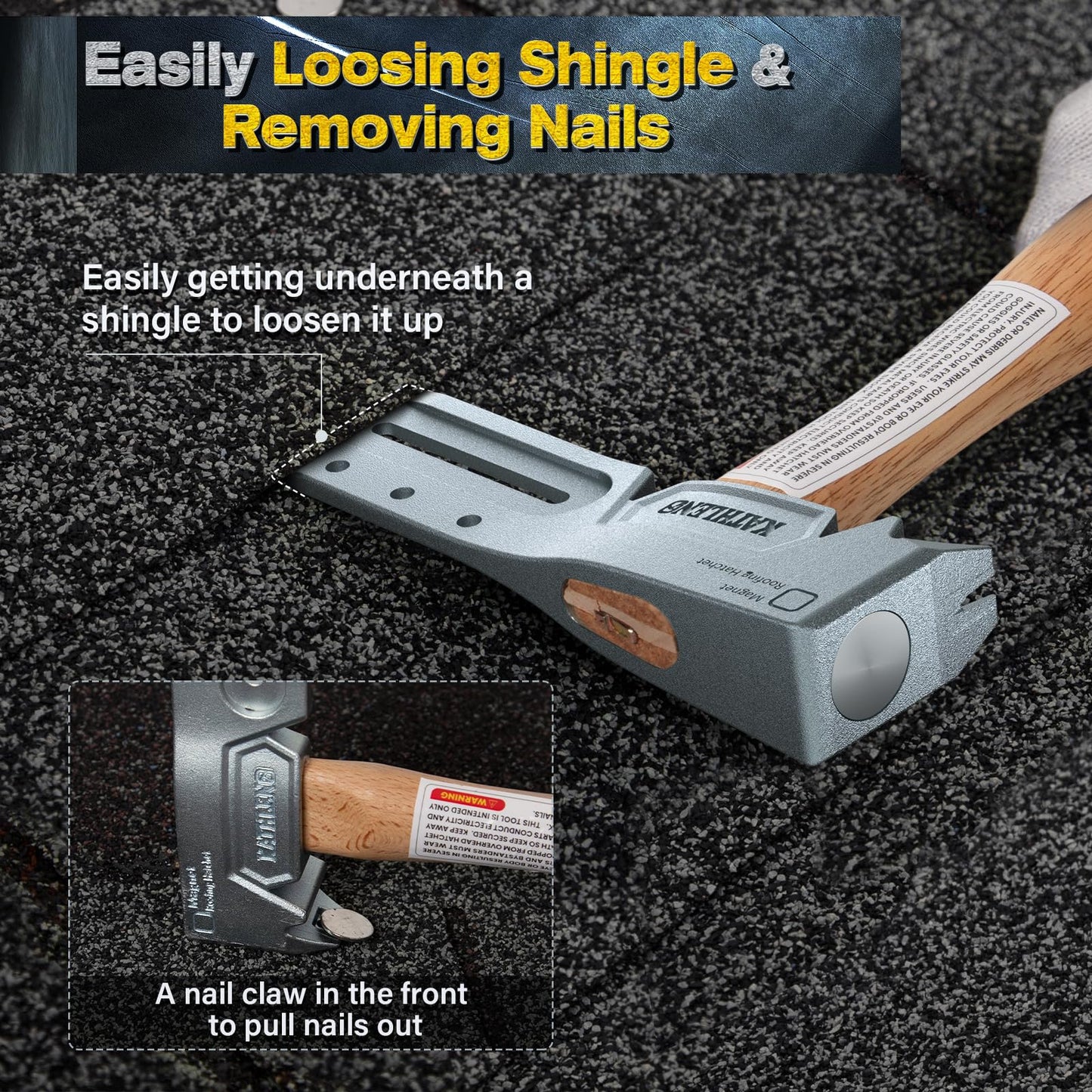 Magnetic Roofing Hatchet with Nail Claw & Sliding Gauge – Durable Roofing Hammer Tool for Repairs and Installation