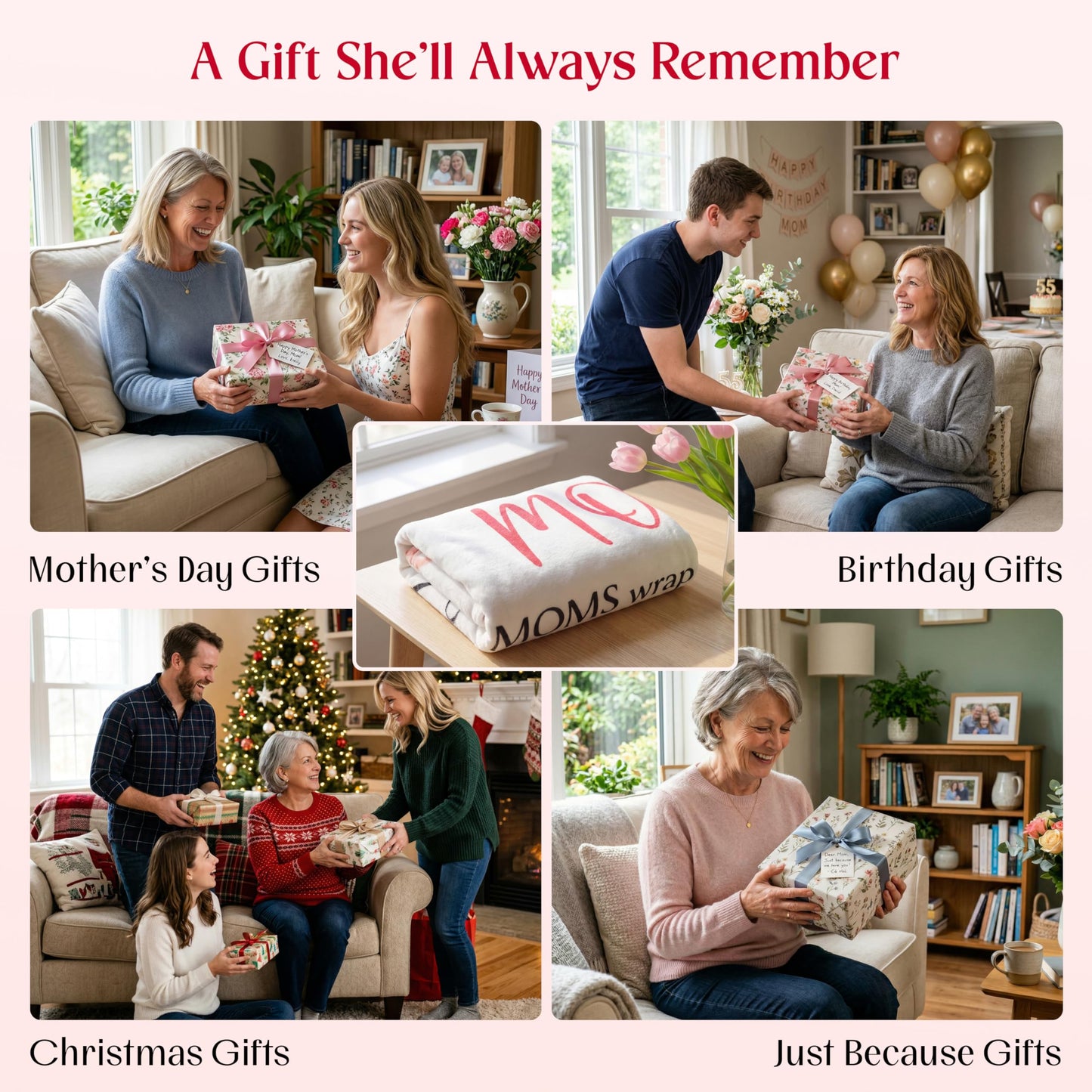 WRAPIX Mom Gifts from Daughters Sons - Soft Fleece Throw Blanket for Couch Bed 50x60 in - Mothers Day Birthday Gifts for Mom from Daughter Son, Sentimental Mothers Day Blanket, Mother Daughter Gift