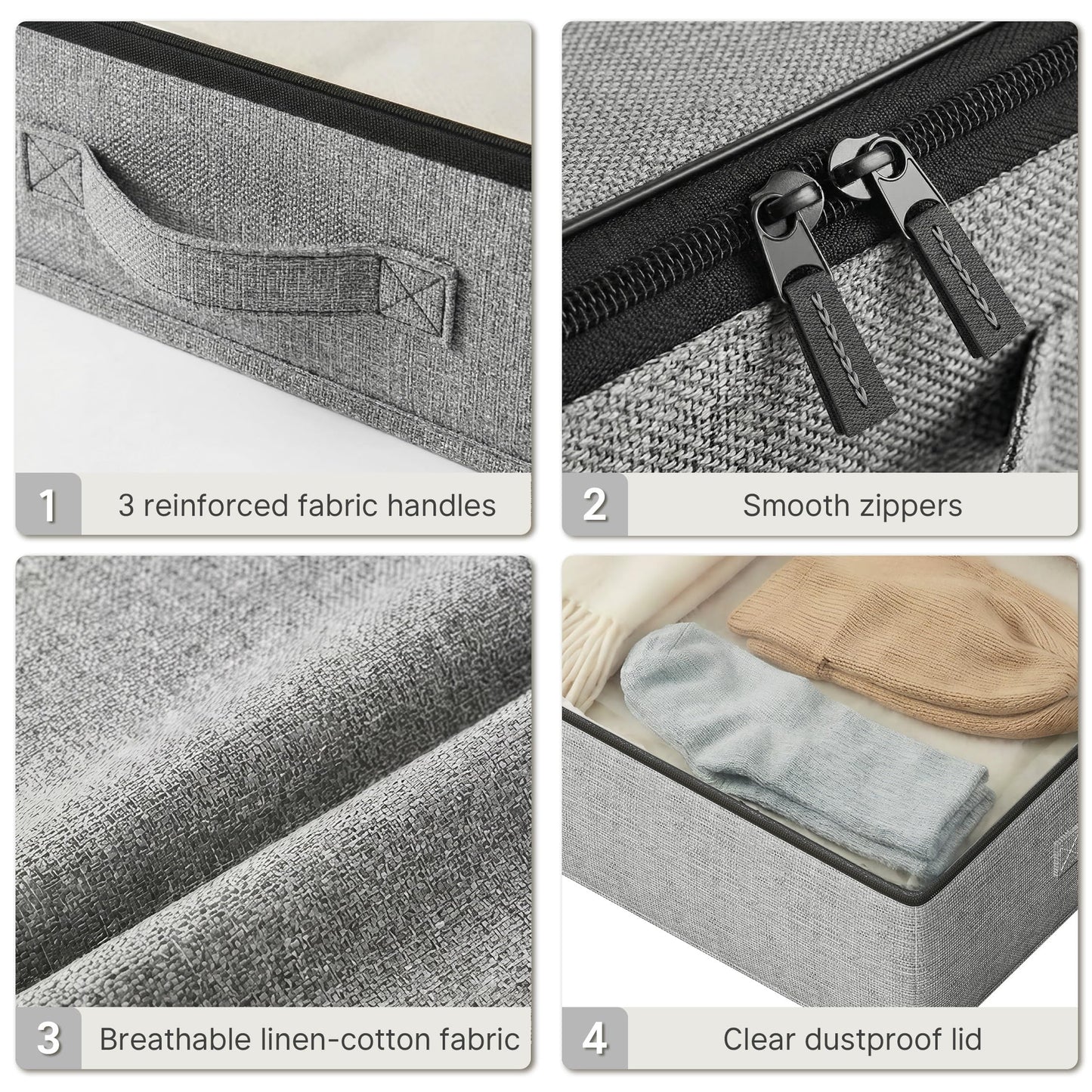 TidyCorner 2-Pack Under Bed Storage Containers, 4.5 Inches Tall Low Profile Underbed Clothes Storage Organizer Bin with Sturdy Sidewalls/Bottom, Underbed Storage Bins 2 Storage Thin Bins