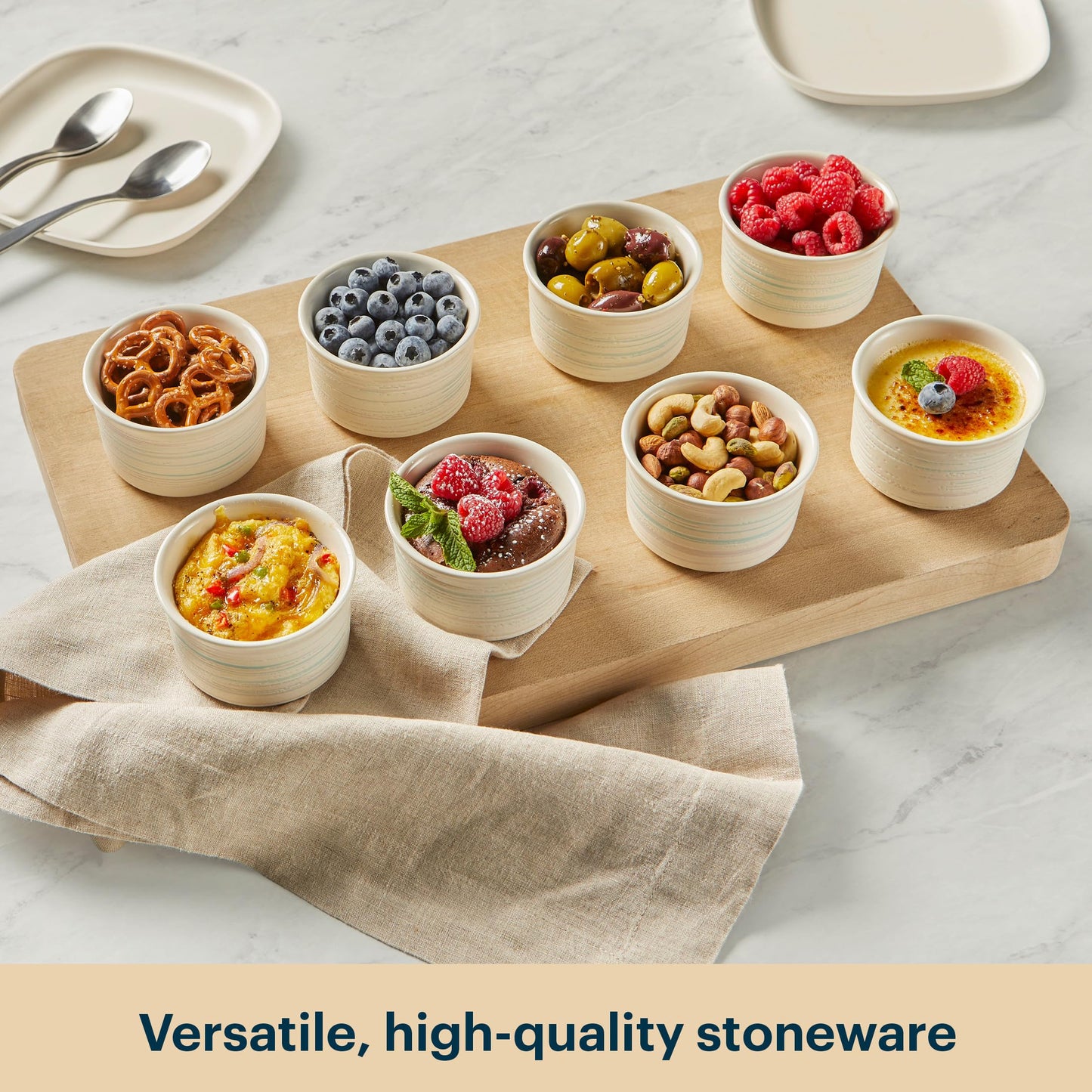 Pyrex 8-Piece, 6oz Ceramic Ramekin Bakeware Set, Nonstick Souffle Oven Pans, Bakers, For Baking, Roasting, Steaming