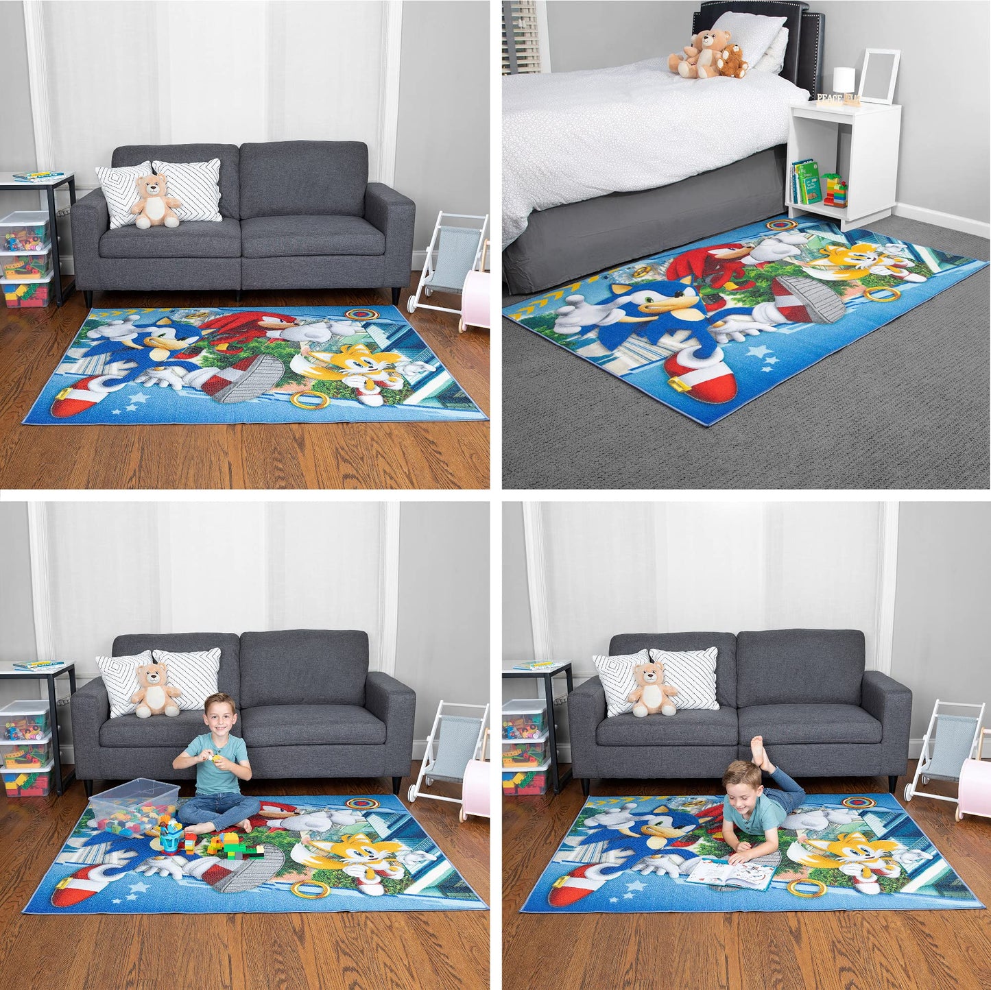 Franco Kids Room Non Slip Area Rug, 69 in x 52 in, Sonic The Hedgehog