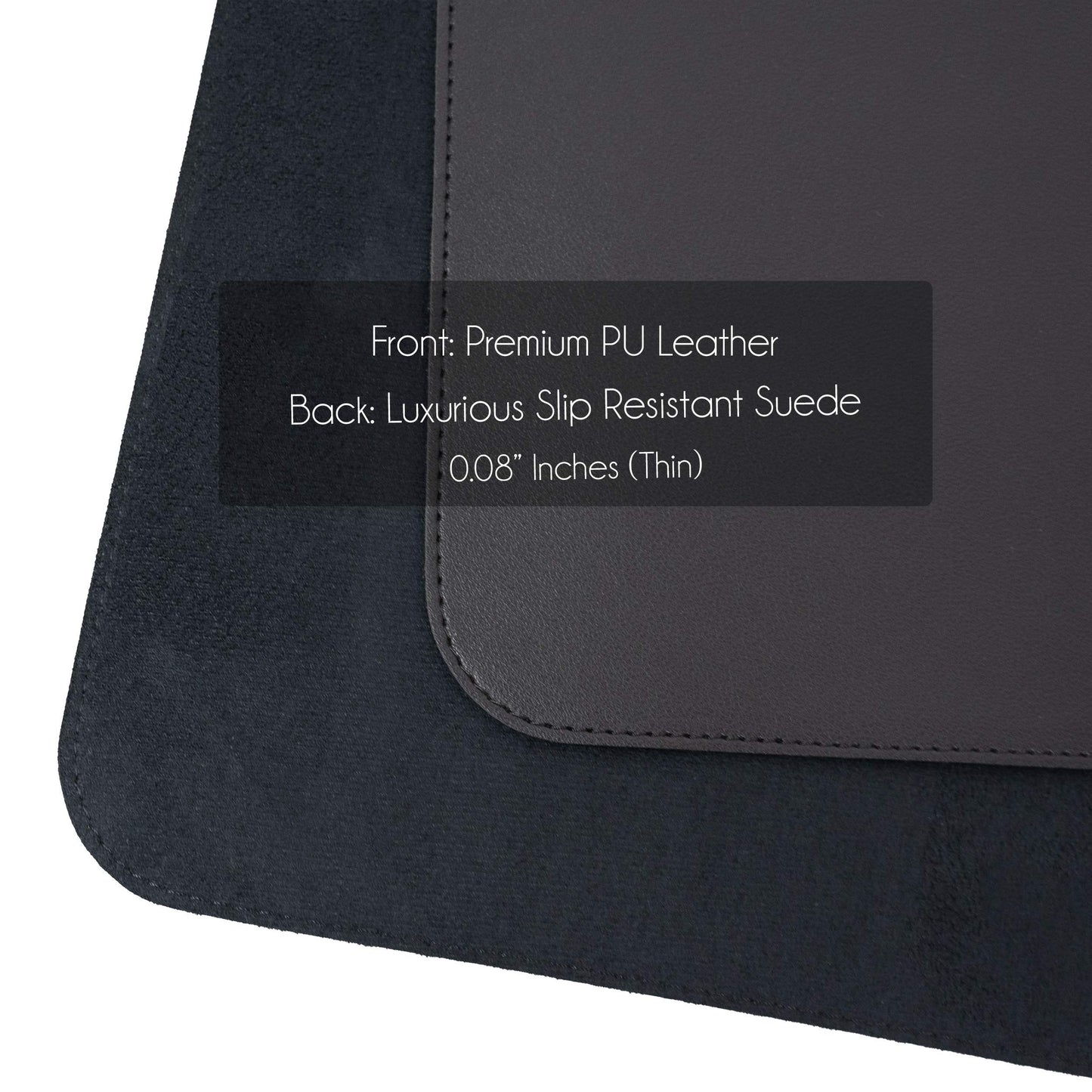 Vine Creations Leather Desk Mat Large 44" x 22", Desk Protector Mat, PU Leather Desk Pad, Non-Slip Large Mouse Pad, Desk Blotter, Desk Pads on Top of Desks, Home Office Desk Matt for Desktop (Black)