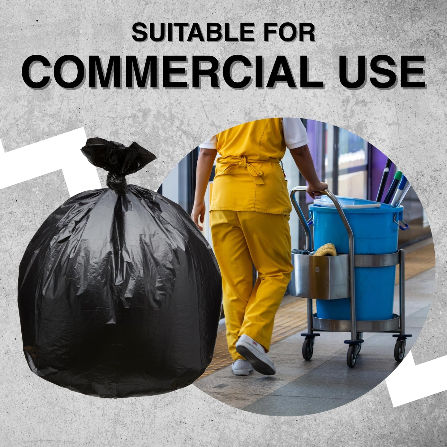 Top Knot Bags 45 Gallon Garbage Trash Bag 40X46" 1.5 Mil Black 100 Count Can Liner Bulk 40 Gallon 41 Gallon 42 Gallon 43 Gallon 44 Gallon Made in USA