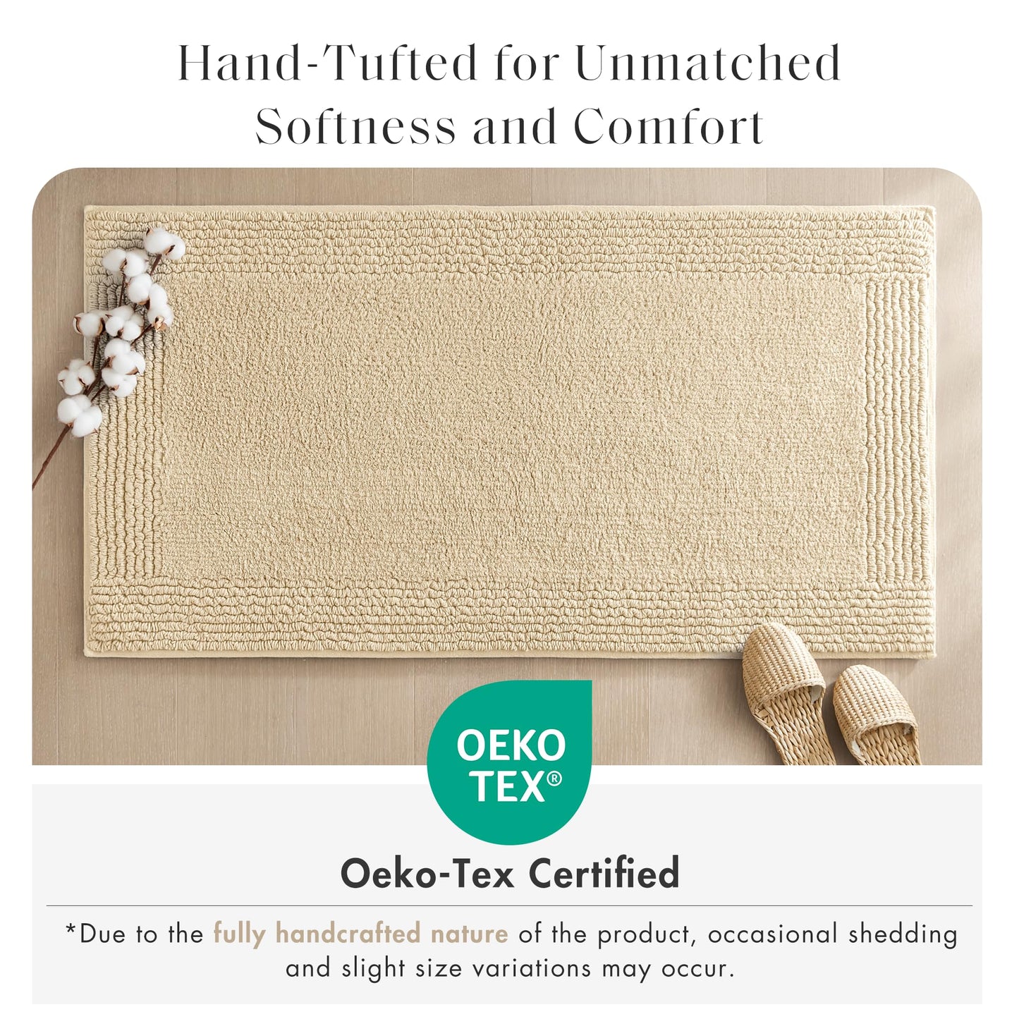 Madison Park Splendor Reversible 100% Cotton Tufted Bathroom Rug-3000 GSM Hotel Quality Luxurious Plush Medium Pile Bath Mat Absorbent, Quick Dry, Shower Room Décor, 24x60 Natural