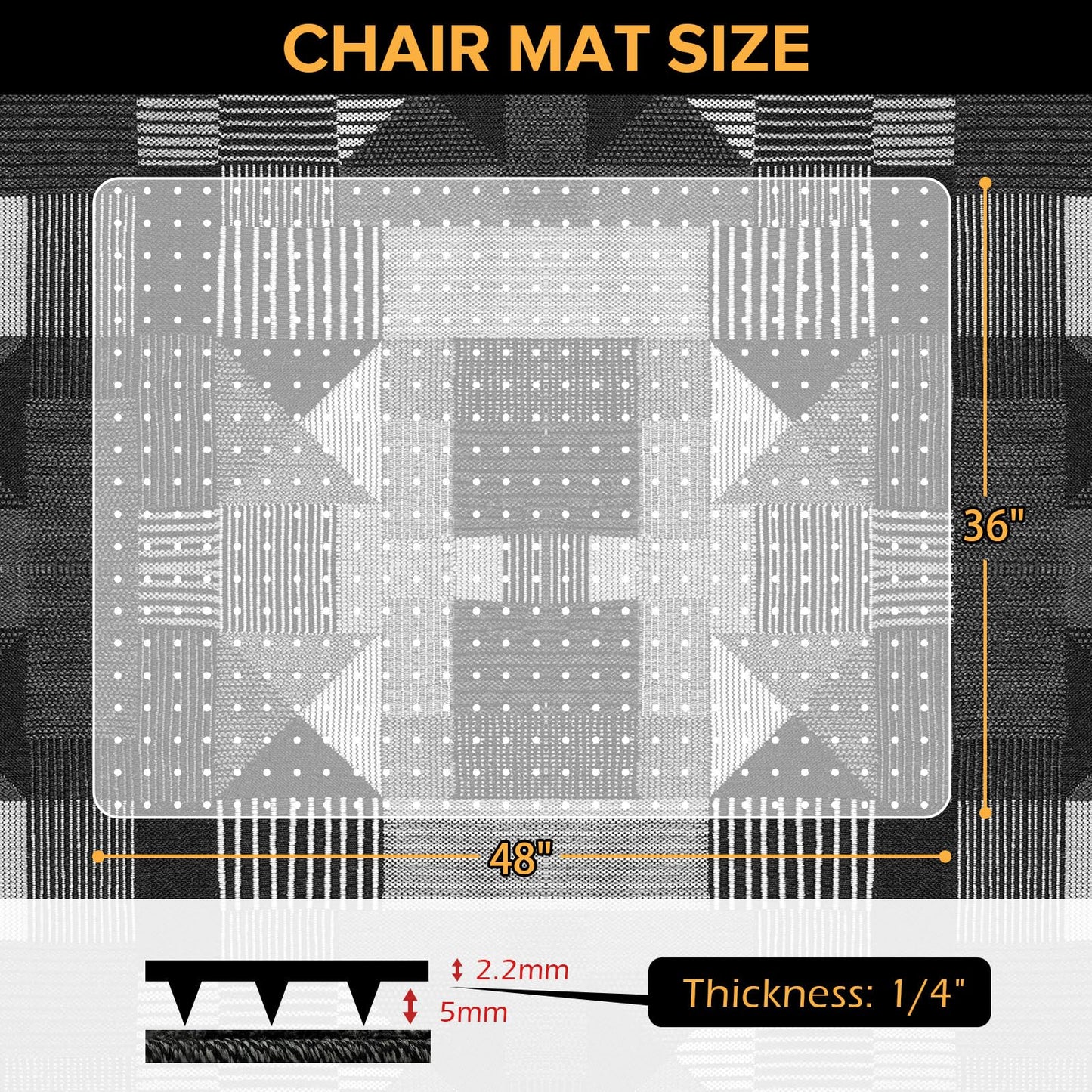 Clear Chair Mat for Carpet, QQpony 36" x 48" Office Chair Mat for Carpeted Floors, Heavy Duty Vinyl Floor Mat with Grips, Carpeted Floor Protector Rolling Computer Desk Mat for Home Office (Clear)