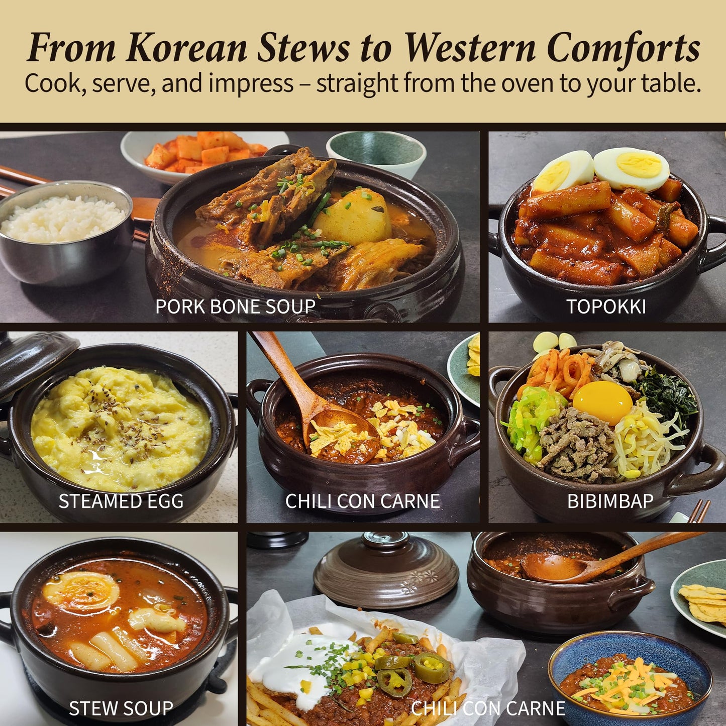 DDasiBowl – 4-Pack Korean Clay Pots (17oz / 500ml) with Lids & Handles – Ttukbaegi Stone Bowls for Cooking Bibimbap, Donabe Style Korean Clay Cookware – Oven & Stovetop Safe