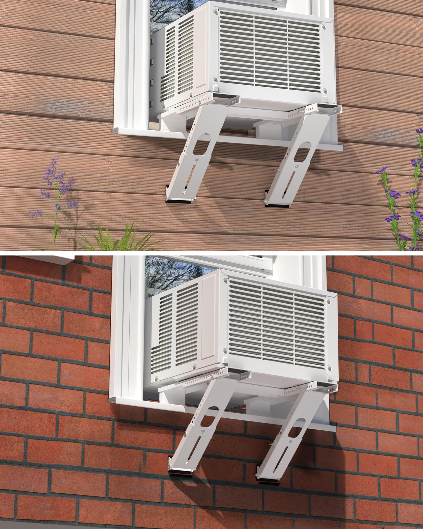 Toutgood Window AC Bracket, Heavy Duty Window Air Conditioner Support Brackets with 2 Arms, A/C Holder for 5000 Btu to 24000 Btu Outdoor AC Window Units, Max 220 Lb Capacity